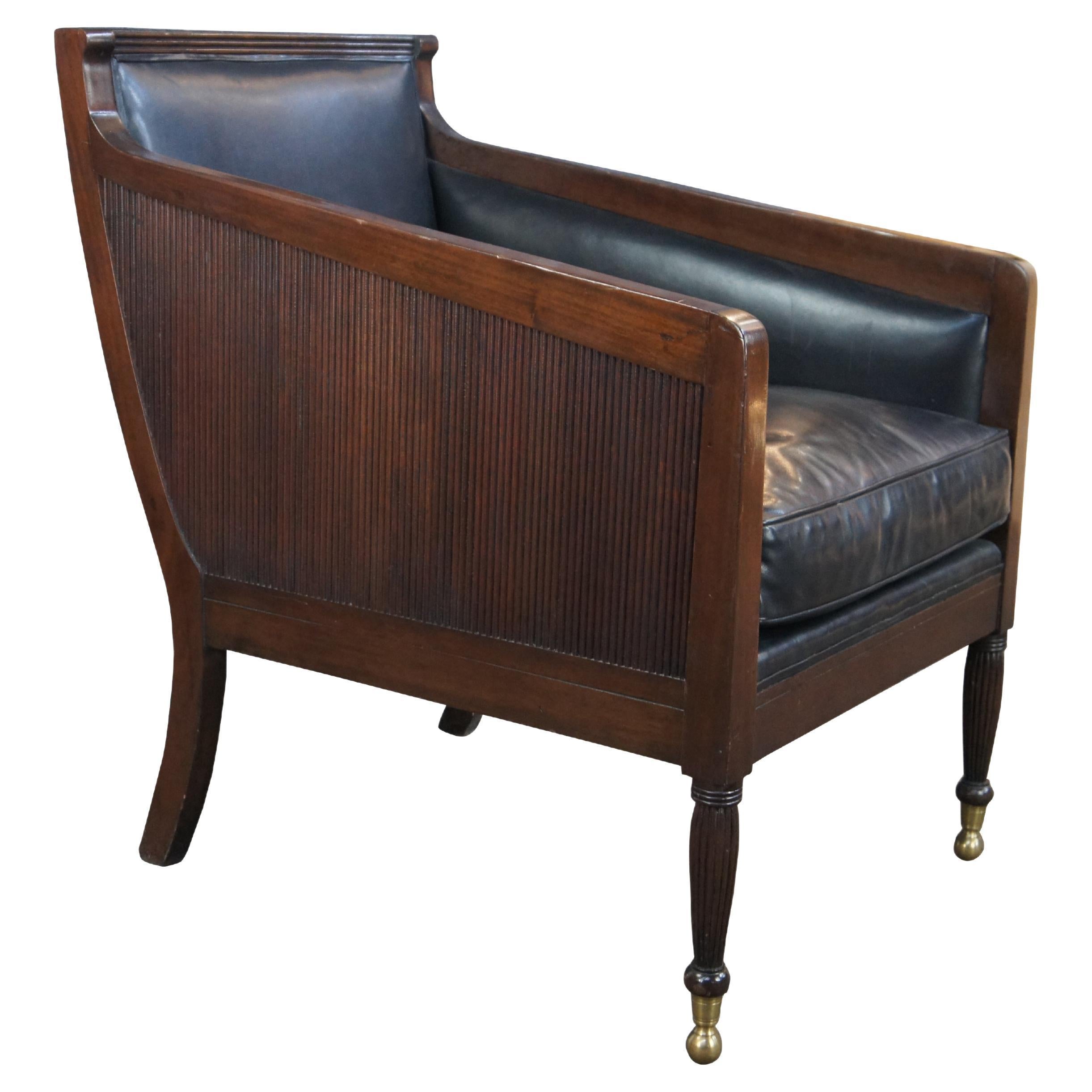 Dessin Fournir English Regency Mahogany & Leather 'Nelson' Lounge Chair Modern For Sale