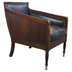 Vintage Dessin Fournir English Regency Mahogany & Leather 'Nelson' Lounge Chair Modern