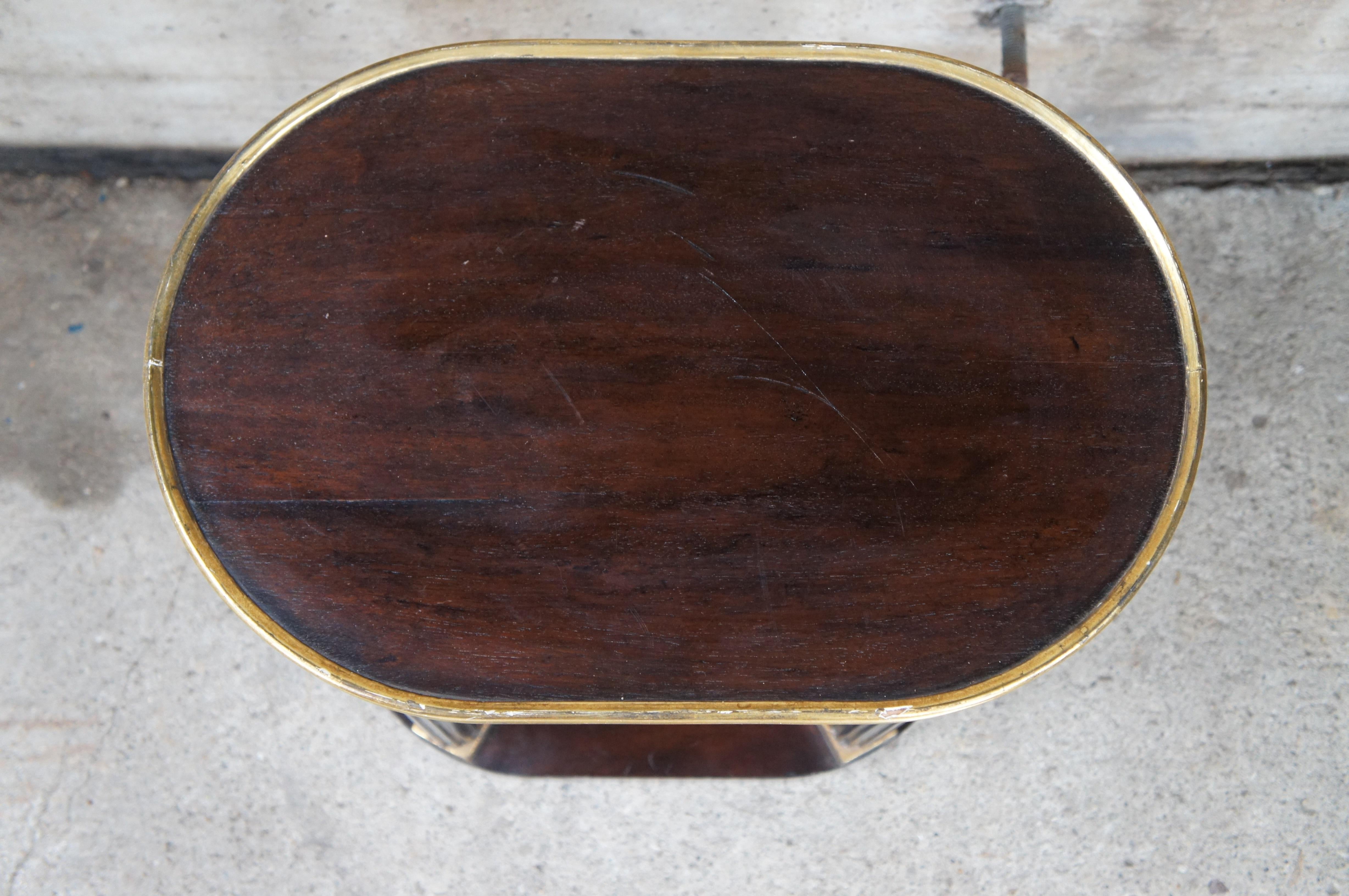 20th Century Dessin Fournir French Empire Style Mahogany Ebonized Gold Leaf Romney Side Table For Sale
