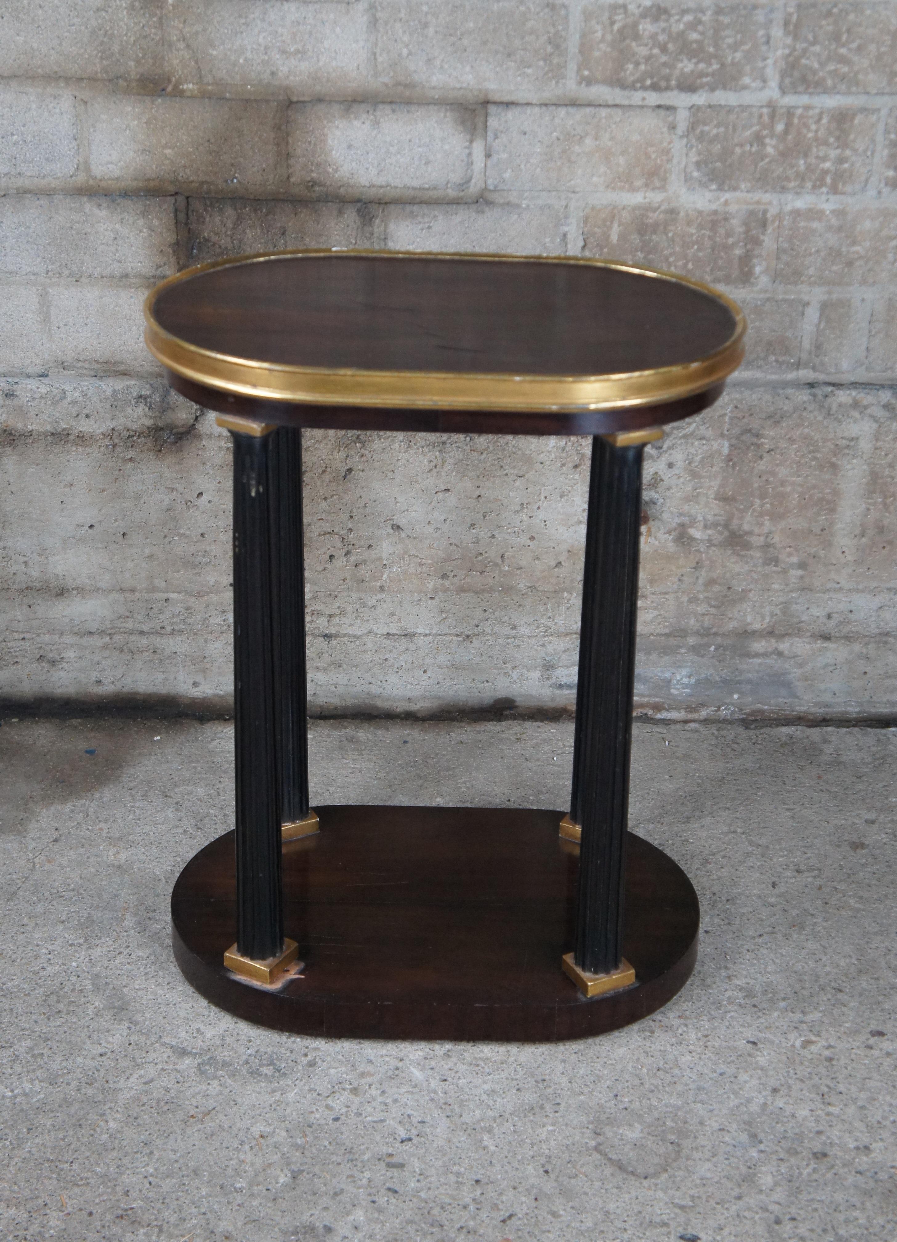 Dessin Fournir French Empire Style Mahogany Ebonized Gold Leaf Romney Side Table For Sale 3