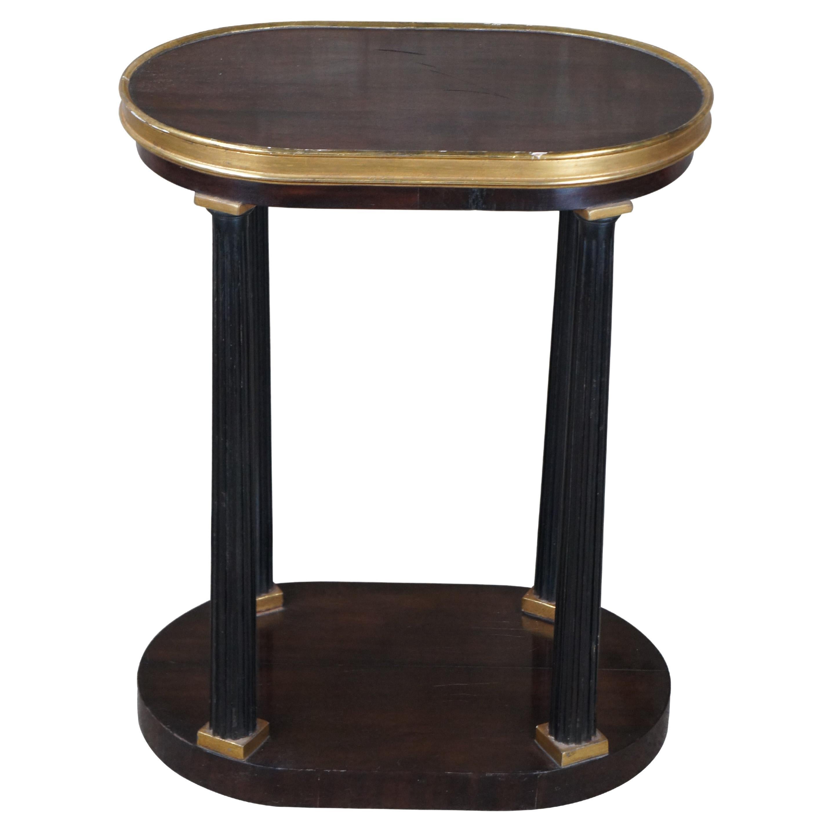 Dessin Fournir French Empire Style Mahogany Ebonized Gold Leaf Romney Side Table For Sale