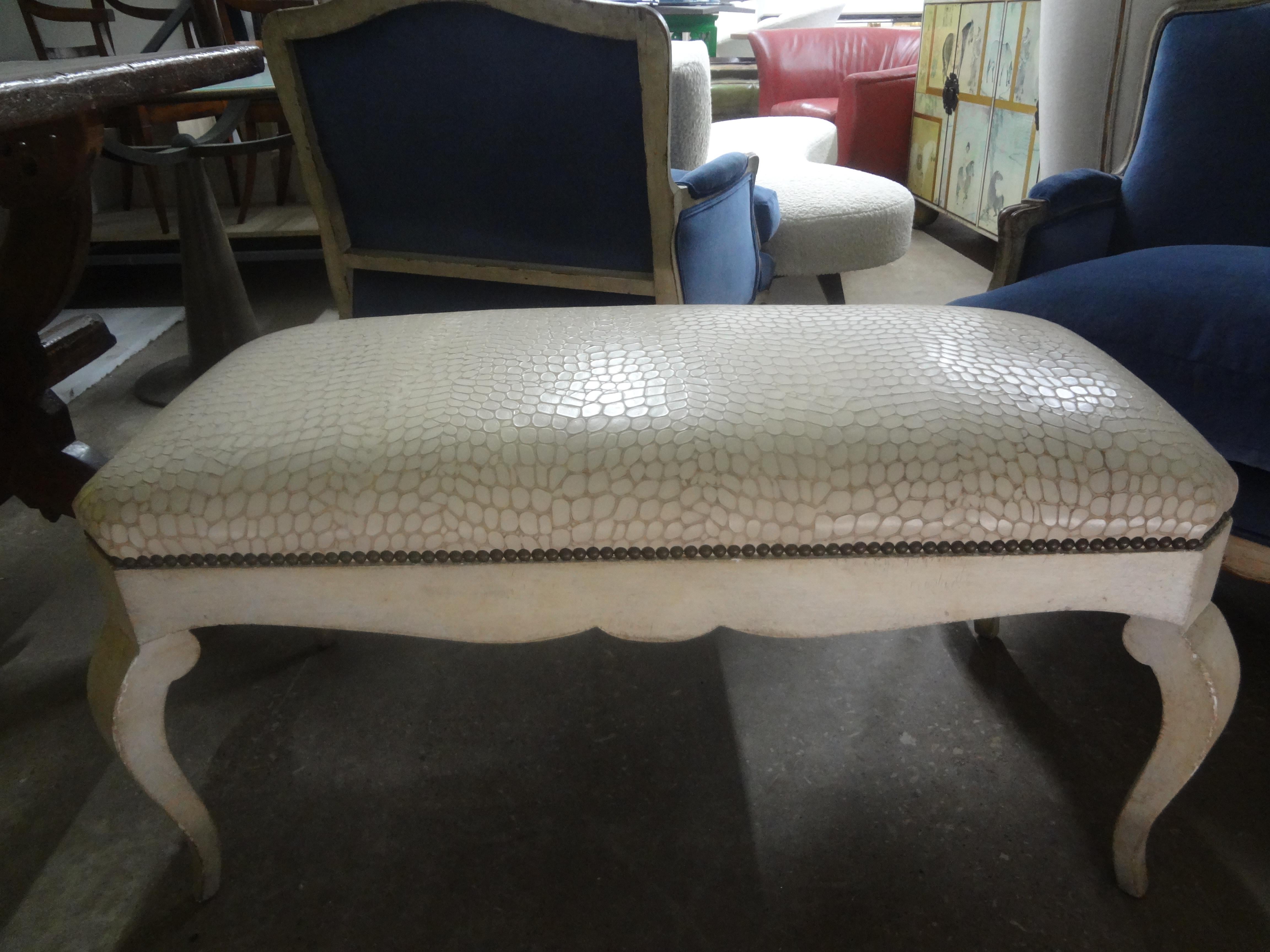 American Dessin-Fournir Louis XV Style Painted Bench For Sale