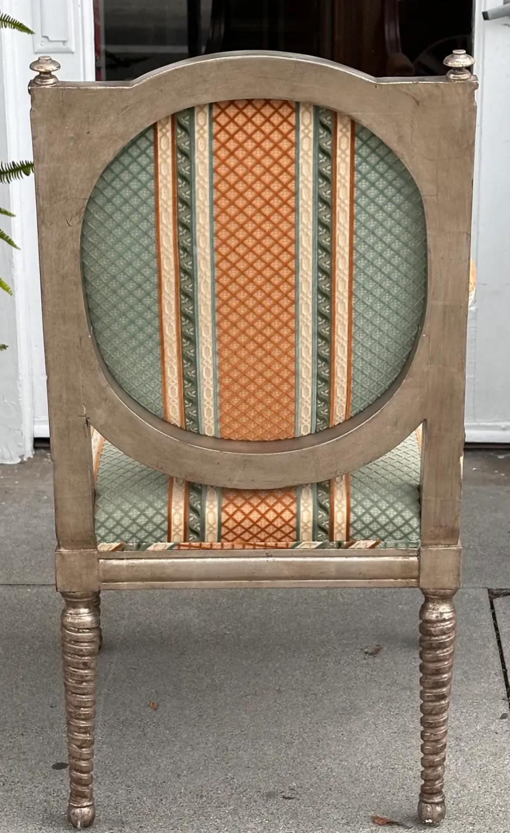 Dessin Fournir Louis XVI Giltwood Arm Chair W Cut Velvet For Sale 3