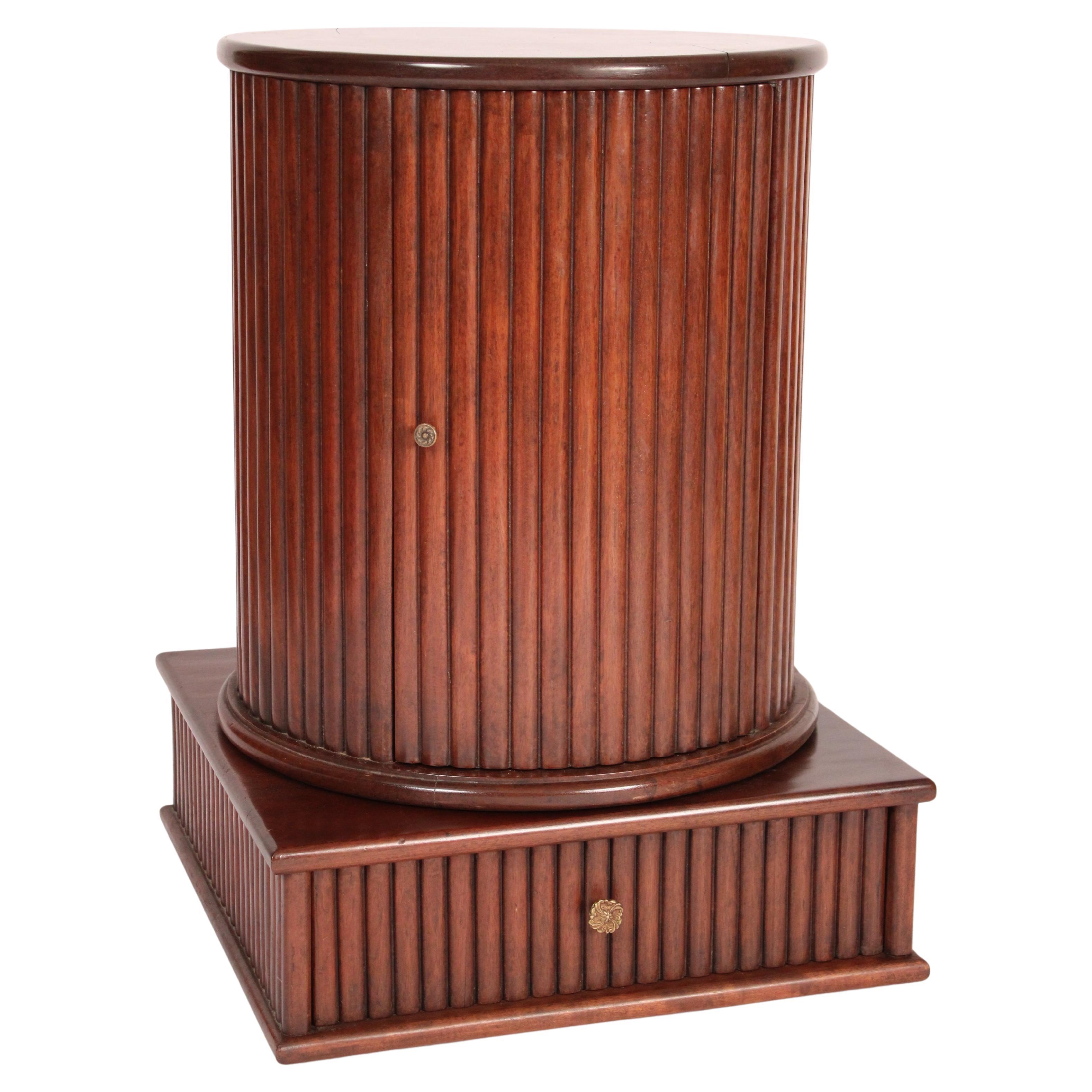 Dessin Fournir Mahogany Cylinder Cabinet / Occasional Table For Sale