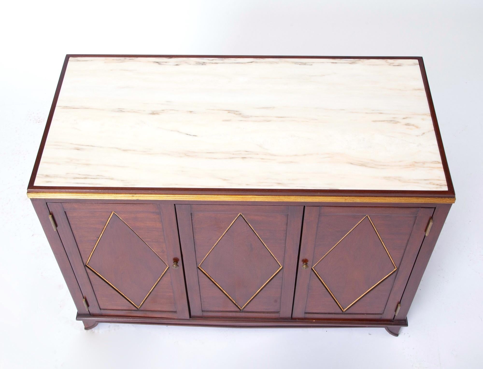 Georgien Dessin Fournir Buffet / Crédence en acajou Wood Wood & parcel Gilt / Marble Top en vente