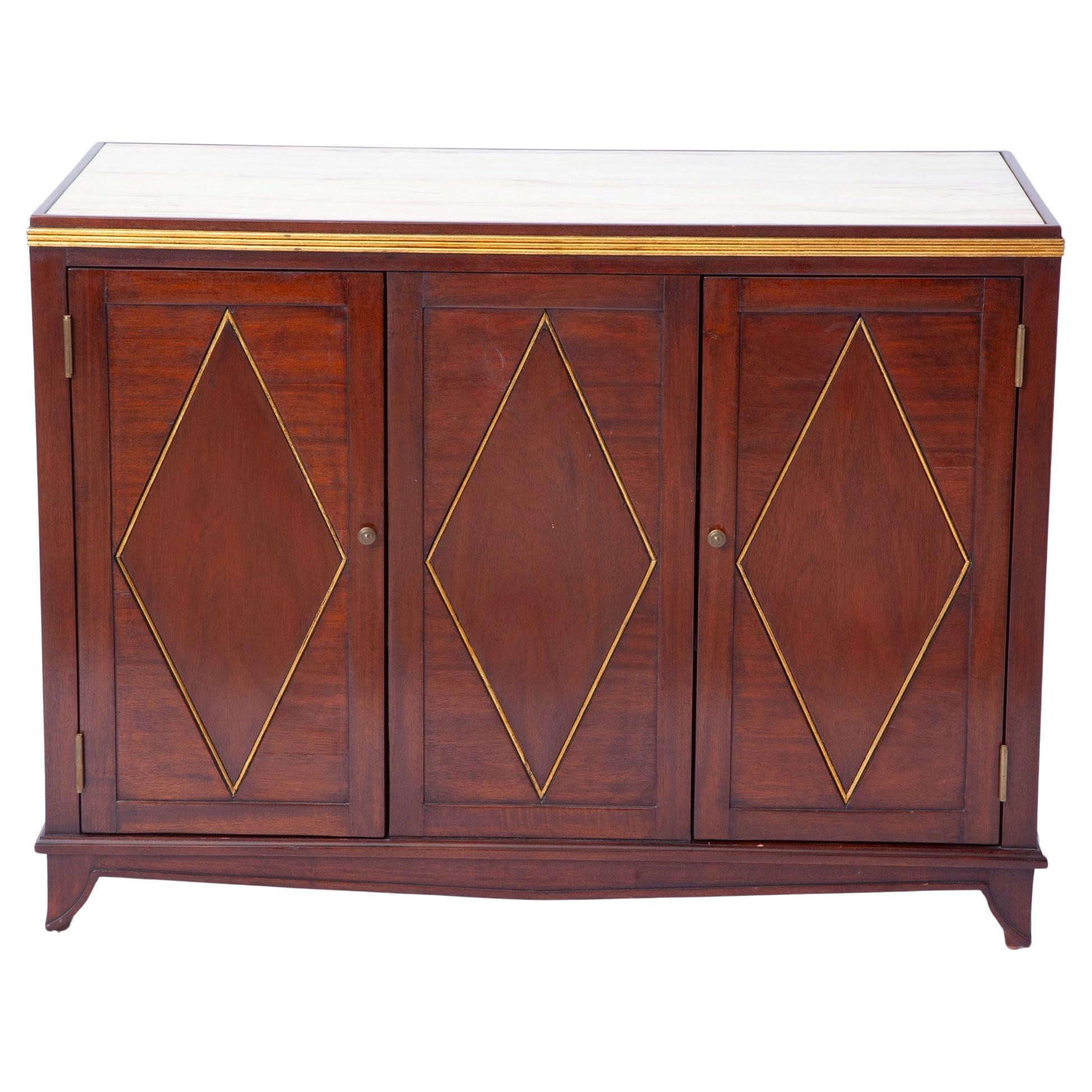 Dessin Fournir Aparador / Credenza de madera de caoba y parcela dorada / con tapa de mármol