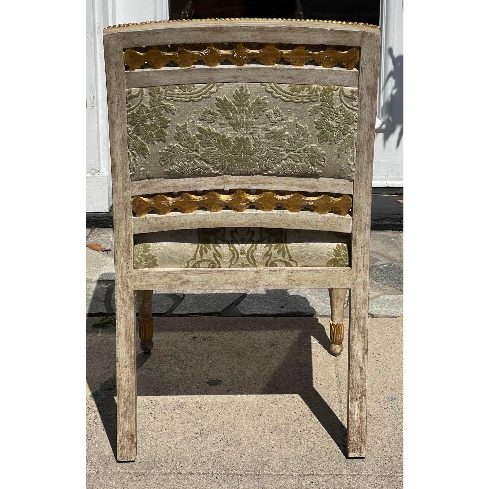 Regency Dessin Fournir, Quatrain Piedmontese Pierced Carved Italian Giltwood Chair