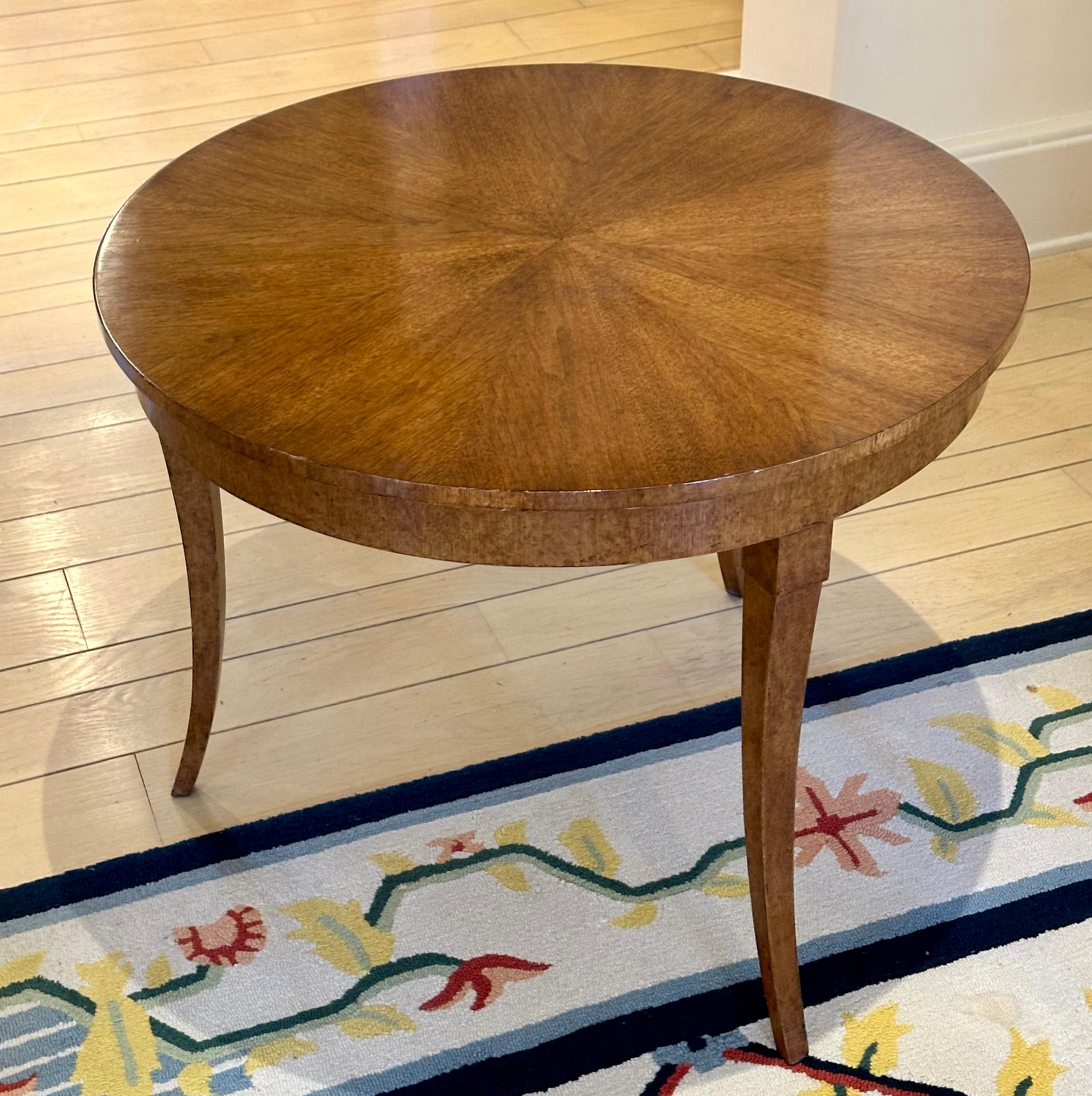 American Dessin Fournir Round Burlwood Side Table