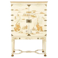 Dessin Fournir White Lacquer Griswold Cabinet with Asian Detail