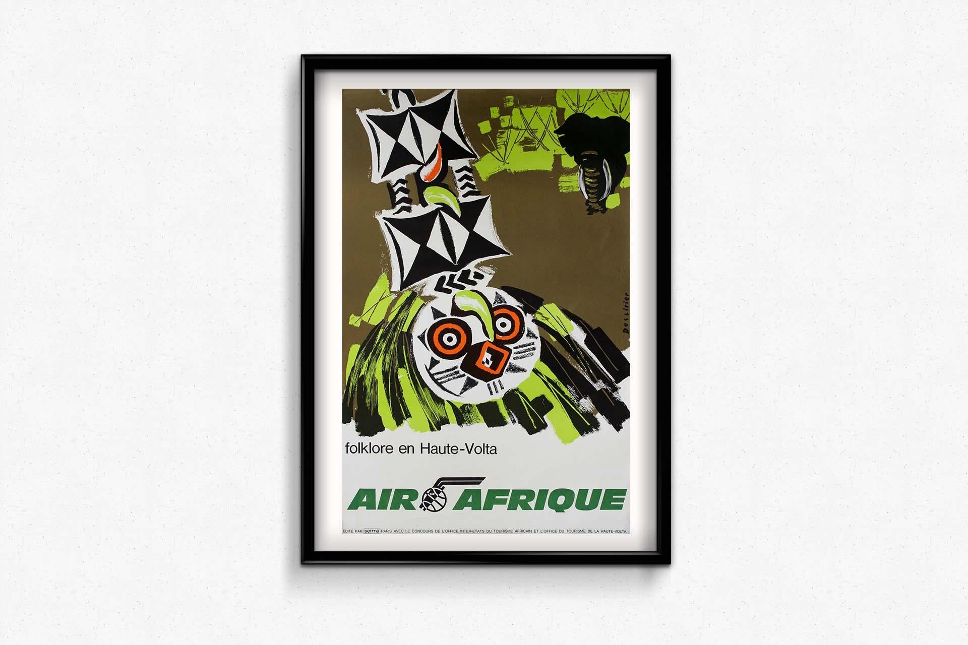 CIRCA 1960 Original-Reiseplakat von Dessirier für Air Afrique mit dem Titel 
