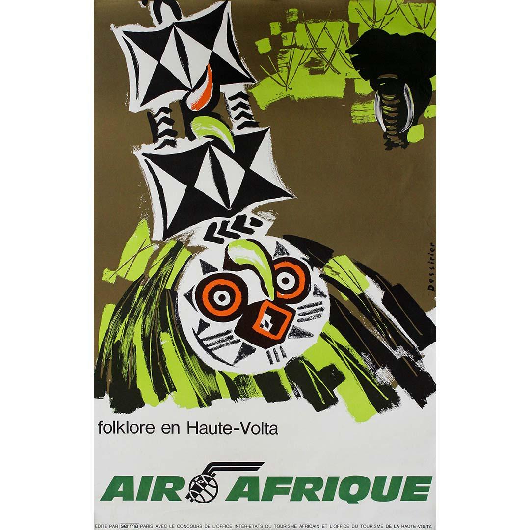 Originales Reiseplakat für Air Afrique Folklore en haute volta, um 1960