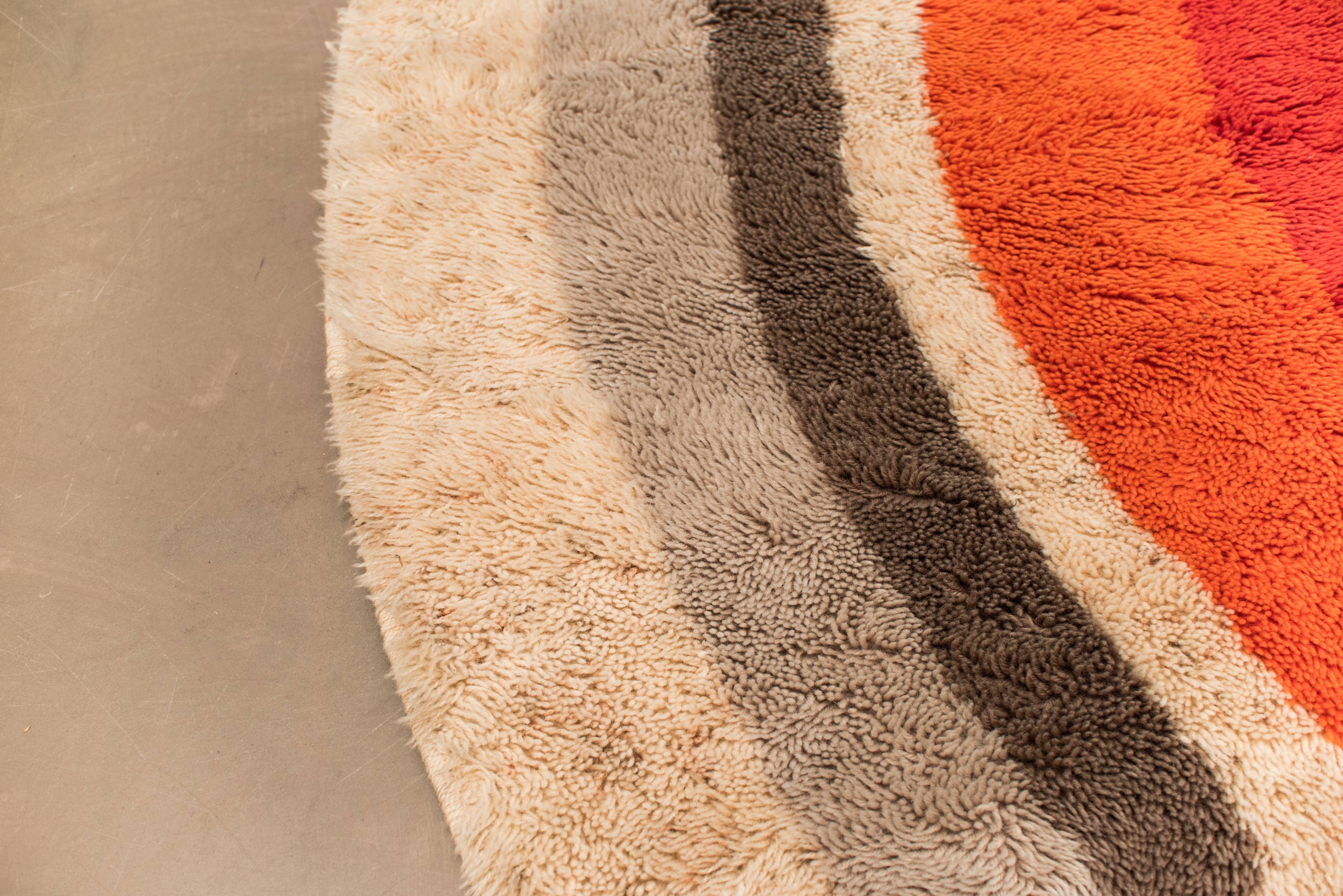 Desso Op Art Carpet, Wool White Orange, Mid-Century Modern, 1960s In Excellent Condition In Porto, PT