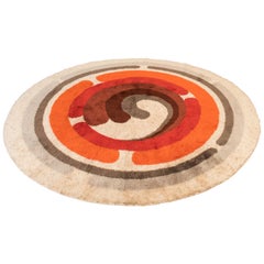 Desso Op Art Carpet, Wool White Orange, Mid-Century Modern, 1960s