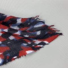 DESTIN Navy & Red Camouflage Print Wool Blend Gauze Scarf