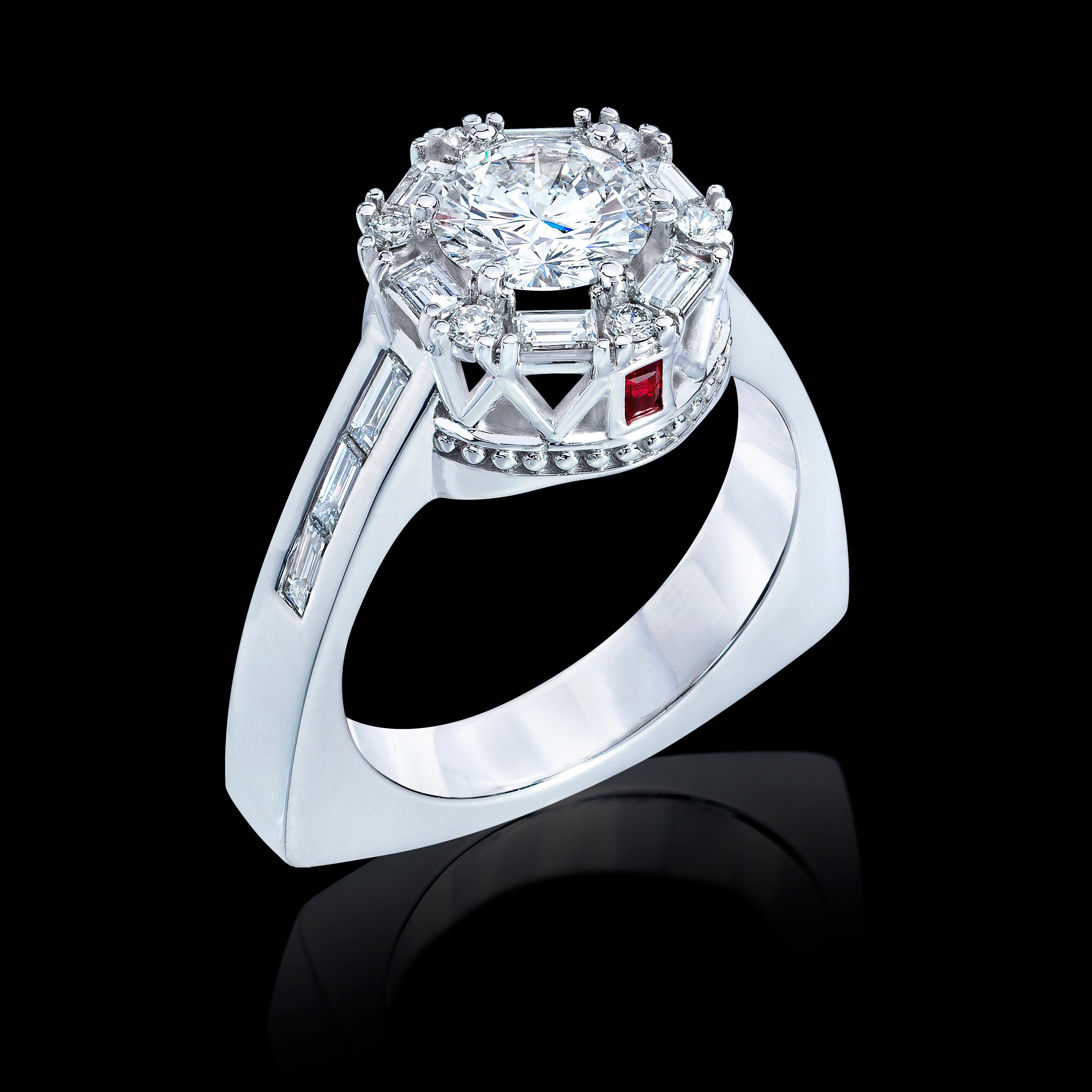 Destination Love Engagement Ring, 14 Karat White Gold, Diamond and Ruby 4