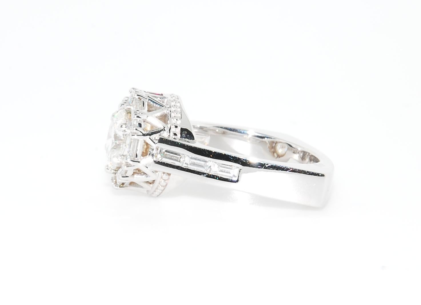 Destination Love Engagement Ring, 14 Karat White Gold, Diamond and Ruby In New Condition In Lake Havasu City, AZ