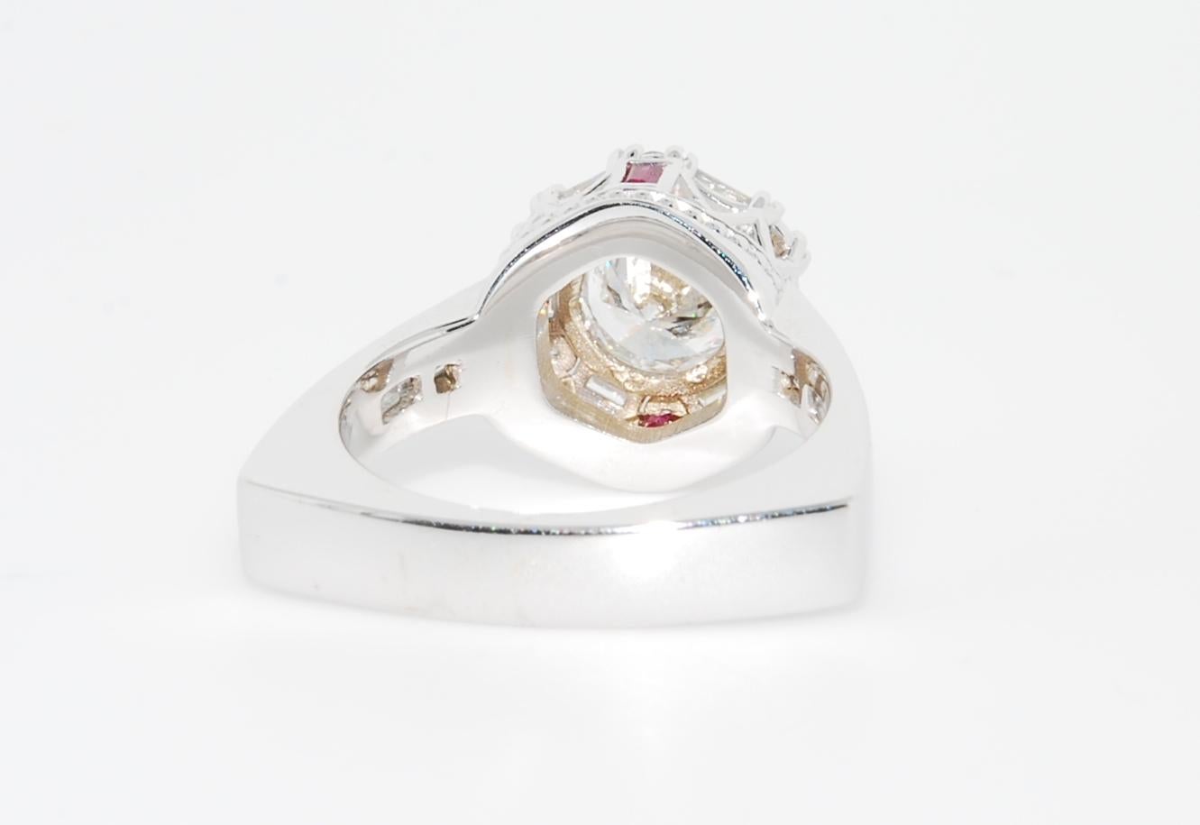 Destination Love Engagement Ring, 14 Karat White Gold, Diamond and Ruby 1