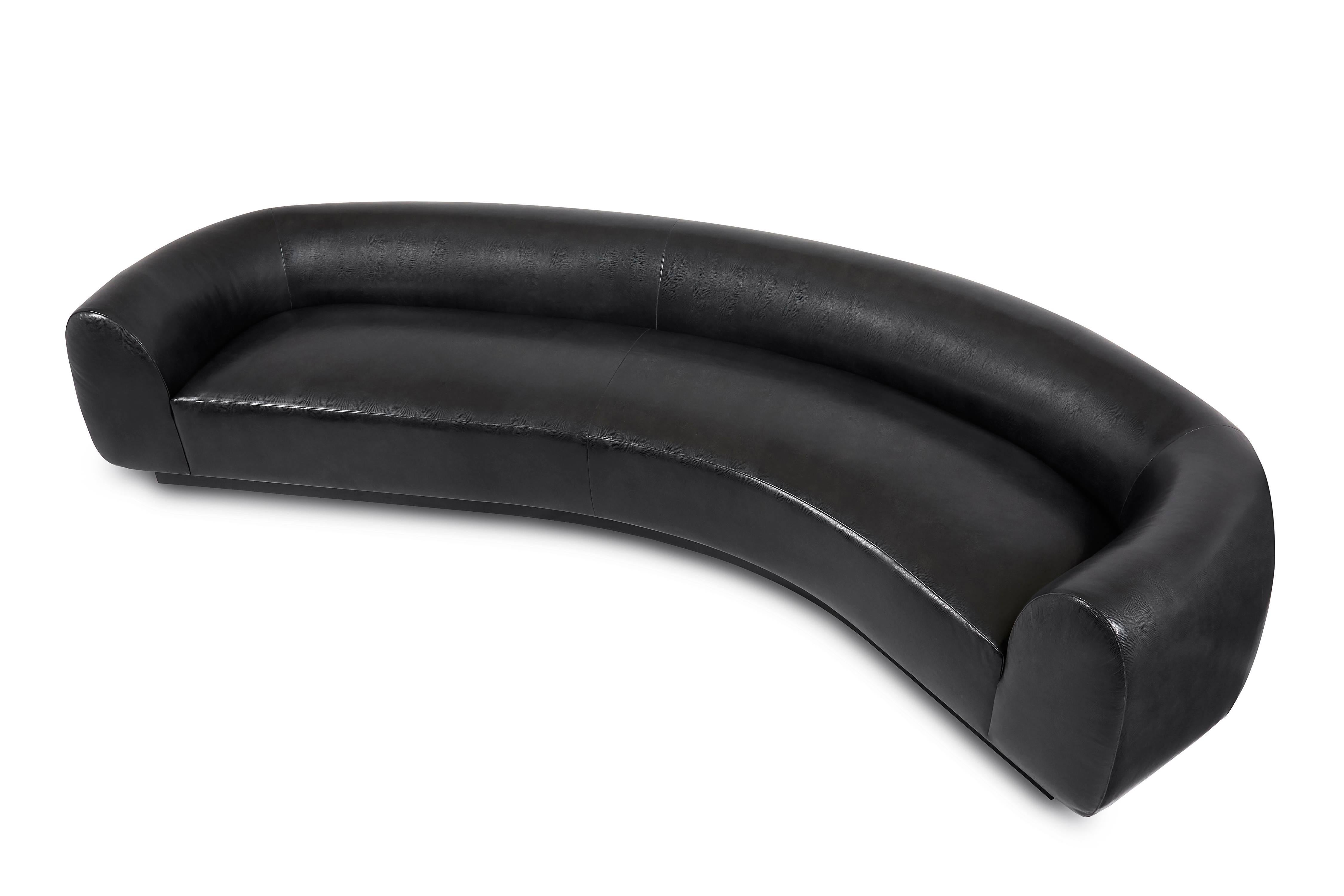 black curved sofa