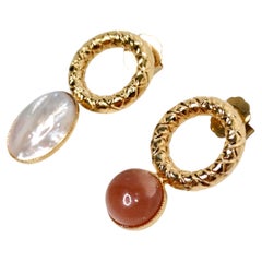 Destree 18k Gold-Plated Costume Gemstone Asymmetrical Drop Earrings