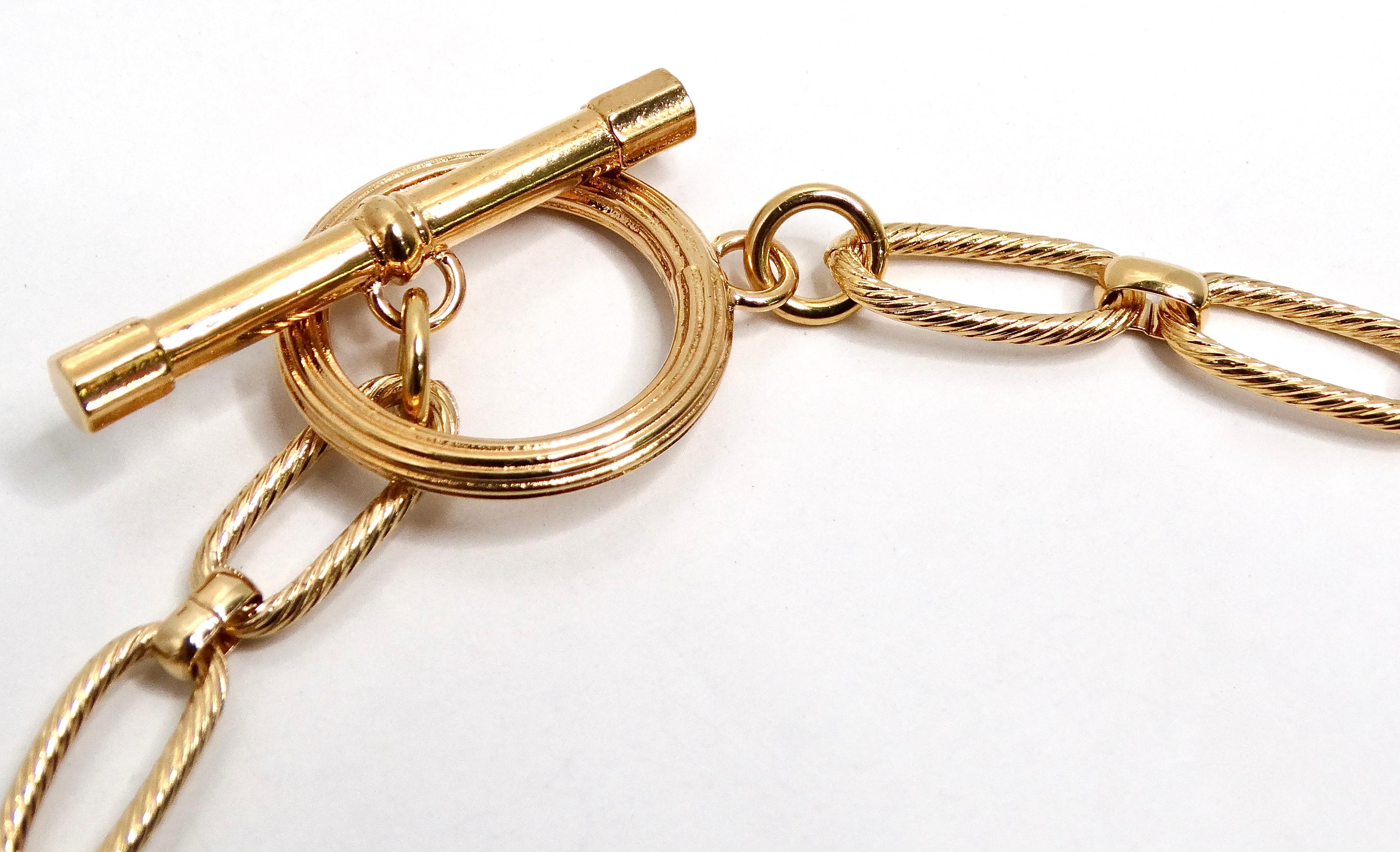 Destree 18k Gold-Plated Costume Gemstone Chainlink Necklace For Sale 1