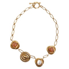 Destree 18k Gold-Plated Costume Gemstone Chainlink Necklace