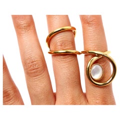 Destree 18k Gold-Plated Costume Gemstone Double Wrap Ring
