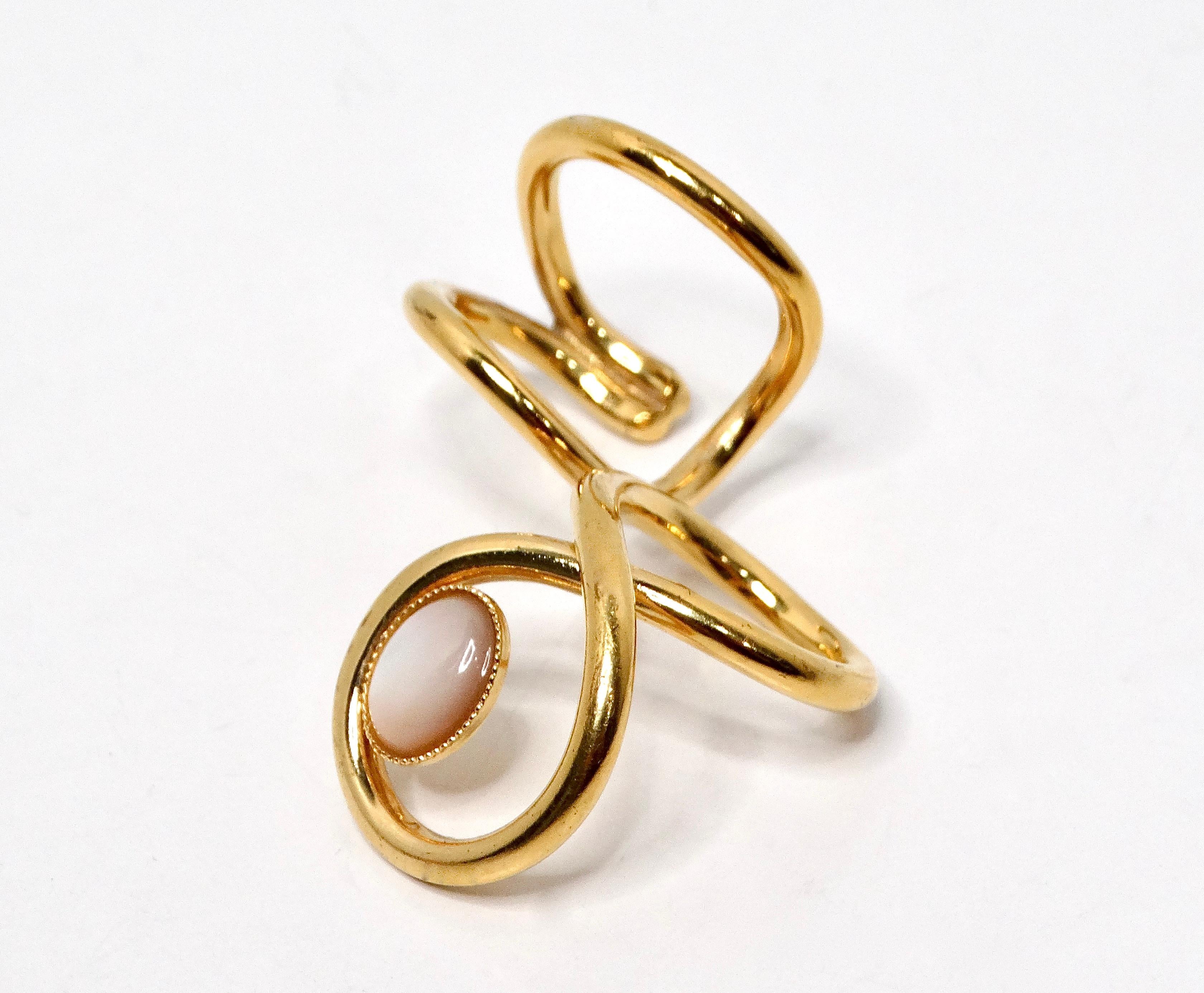 Anello doppio con gemme in costume placcato oro 18k Destree In condizioni buone in vendita a Scottsdale, AZ