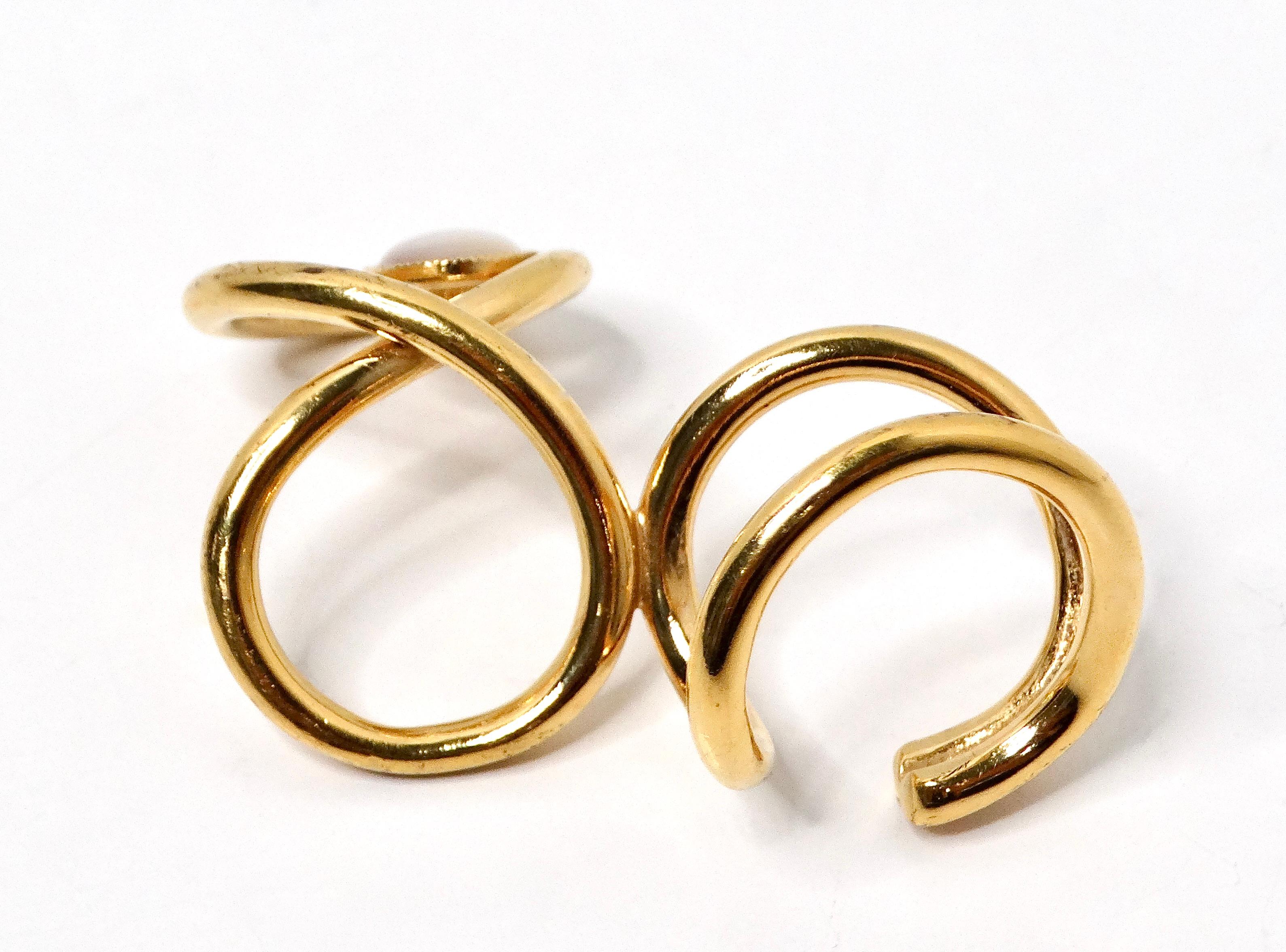 Donna Anello doppio con gemme in costume placcato oro 18k Destree in vendita