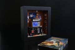 MINIATURE GEN X ROOM DIORAMA BOX -80'S BEDROOM w WORKING T.V. Pop Art - ATARI