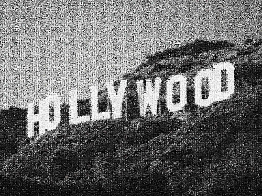 Destro Black and White Photograph - 40x50 " Hollywood Sign" Photomosaic Pop Fine Art Photography Signed 