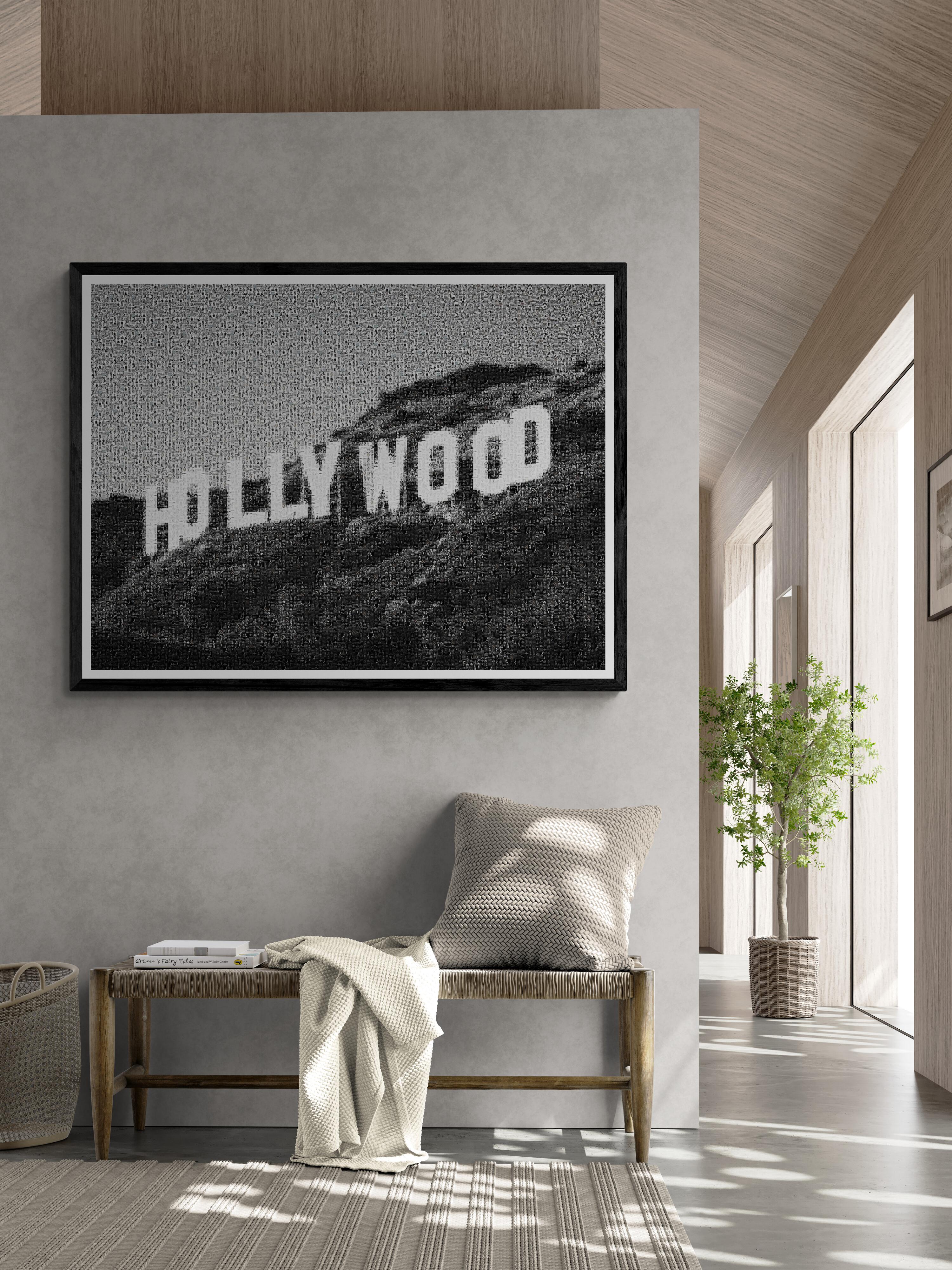 48x64 « Hollywood Sign » Photomosaïque Pop Fine Art Photography non signée - Print de Destro