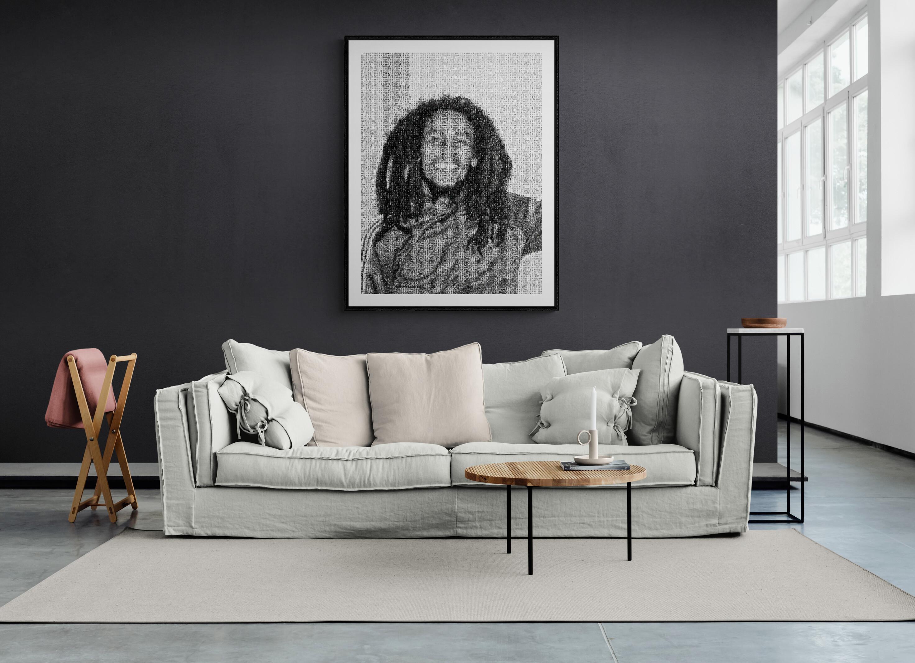 „50X40“ BOB MARLEY Fotomosaik Pop Art Archivalischer Kunstfotografie-Druck (Schwarz), Black and White Photograph, von Destro