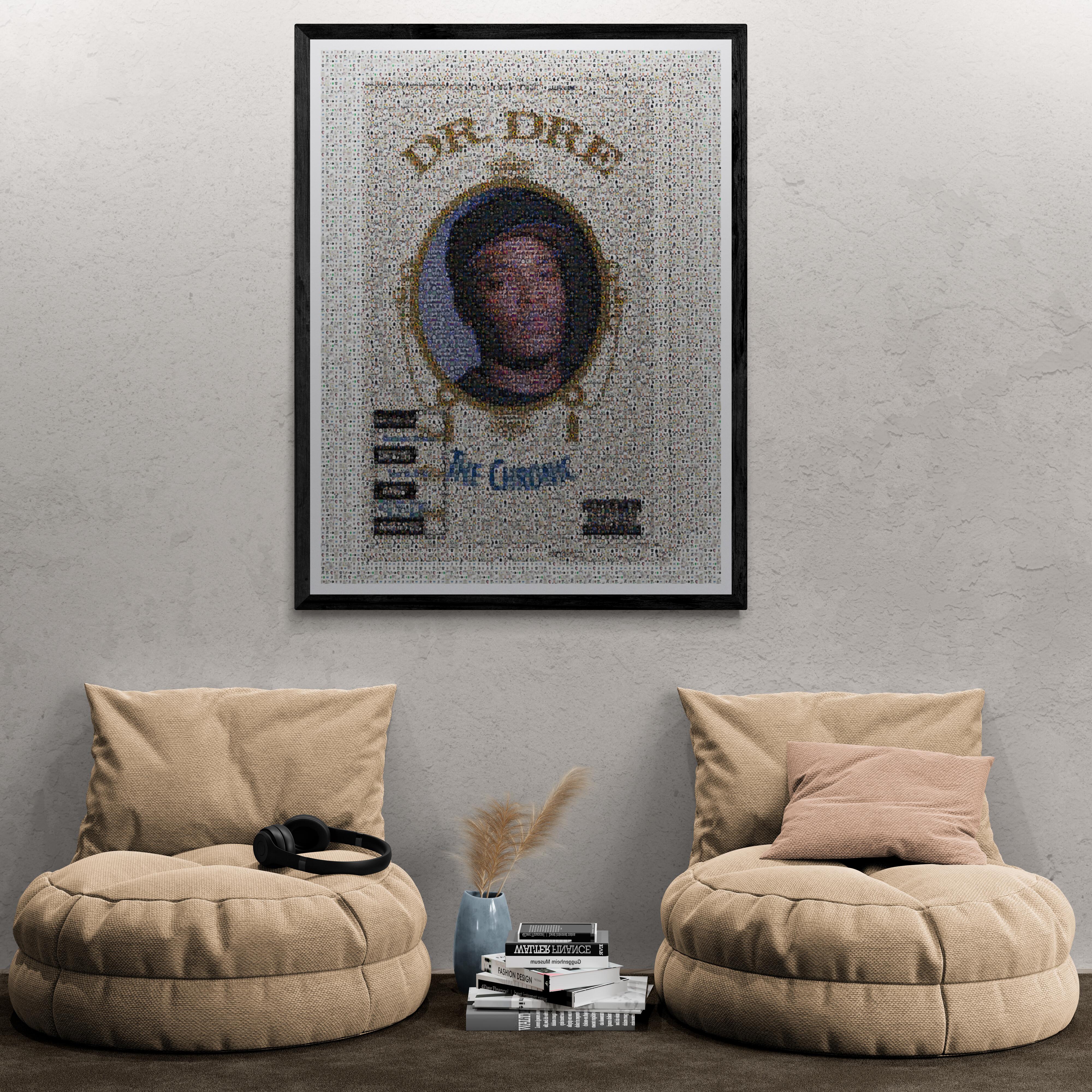 60x40 „Dr Dre The Chronic Cassette“ Fotomosaik- Pop-Art-Fotografie, signiert (Grau), Still-Life Print, von Destro