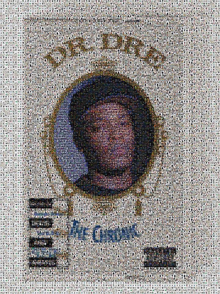 Destro Black and White Photograph - 60x40 "Dr Dre The Chronic Cassette" Photomosaic Pop Art Photography Signed 