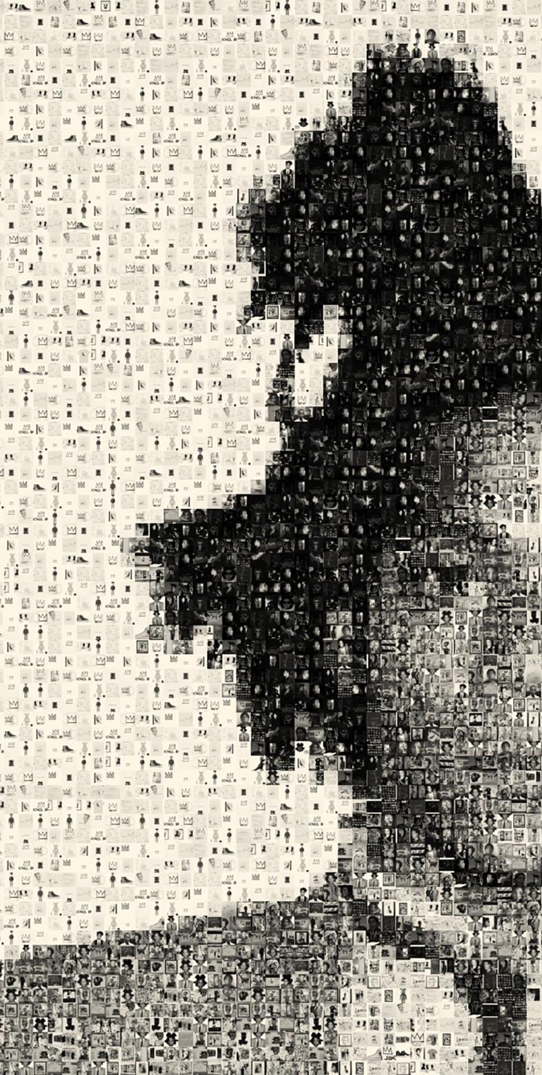 60x45 Jean Michel Basquiat FOTOMOSAICO Fotografía de arte pop callejero Firmado - Print de Destro