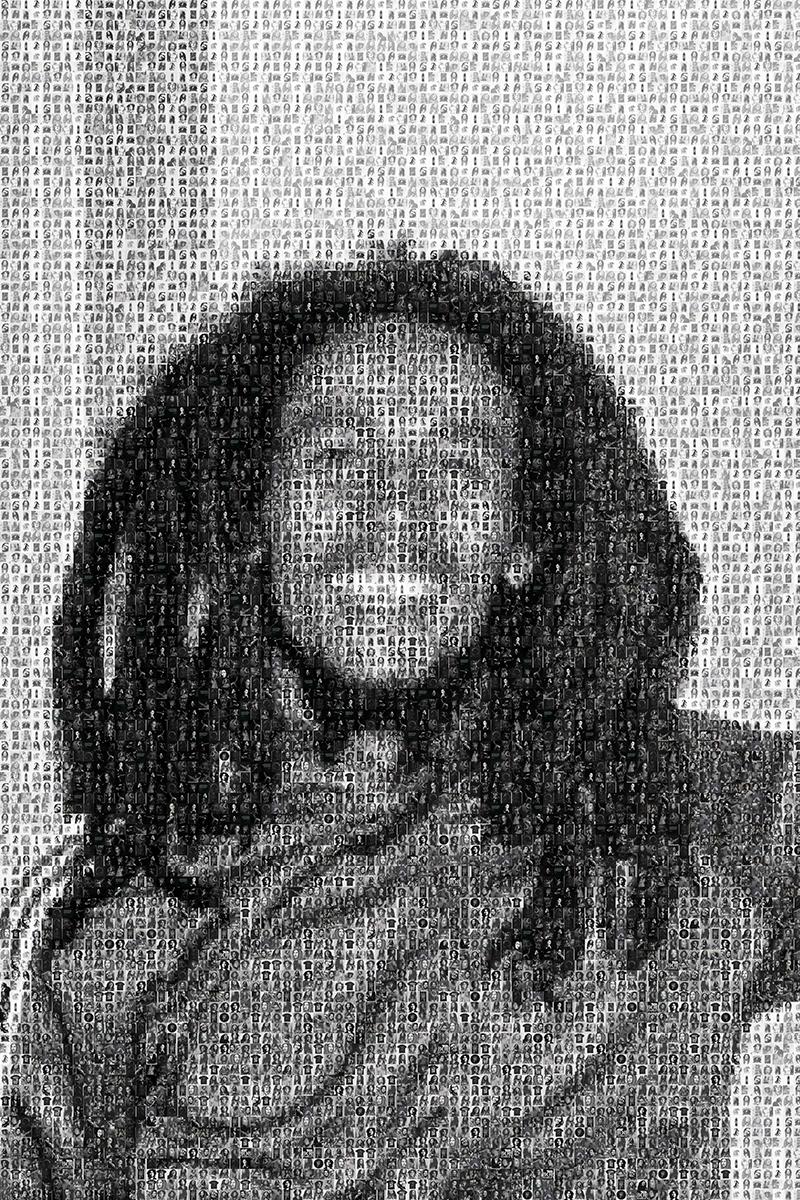 Destro Black and White Photograph - "64x48" BOB MARLEY Photomosaic Pop Art Archival Fine Art Photography Print