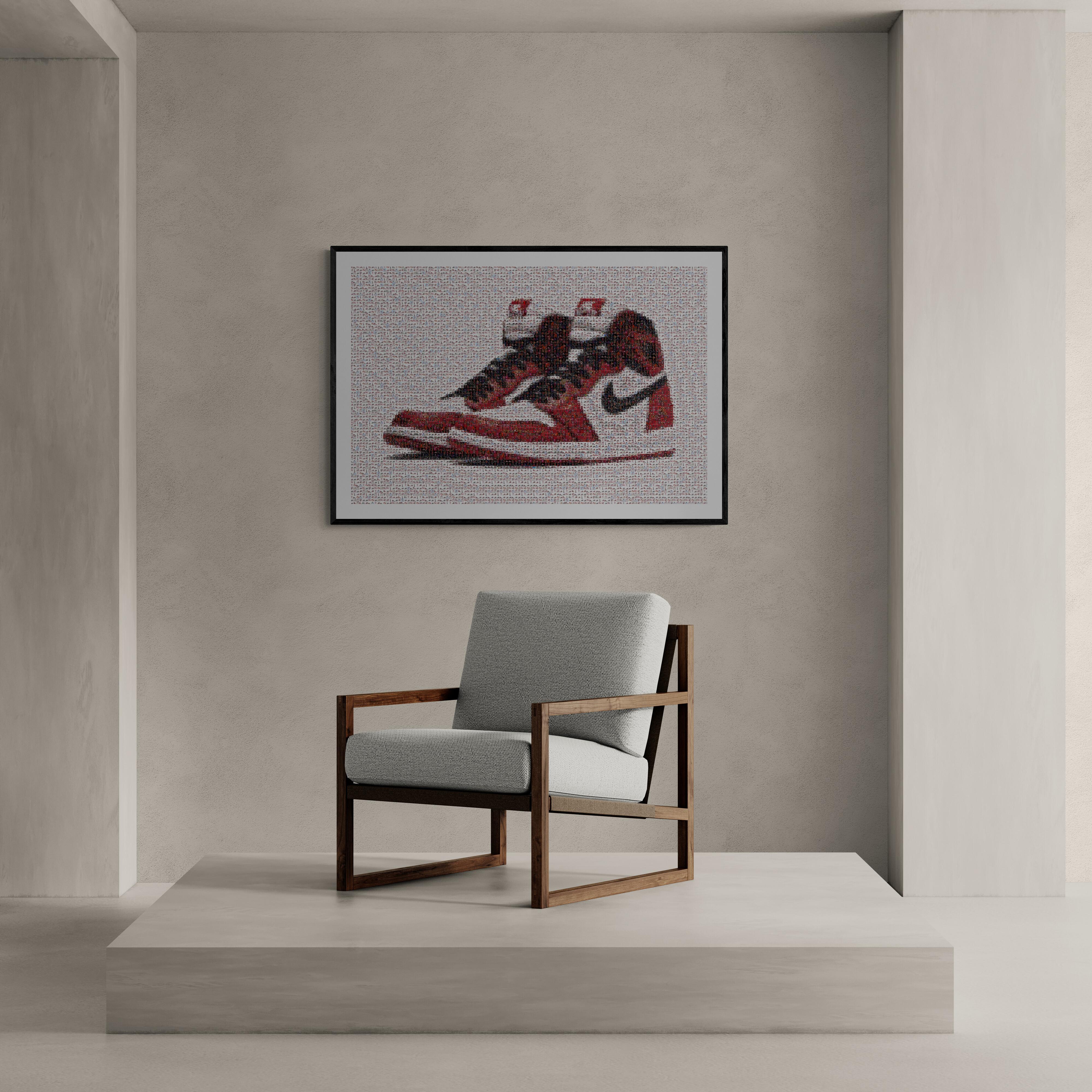 „Air Jordan“ 40x50 Nike Michael Jordan, Turnschuhe, Fotografie der bildenden Kunst, unsigniert (Grau), Color Photograph, von Destro