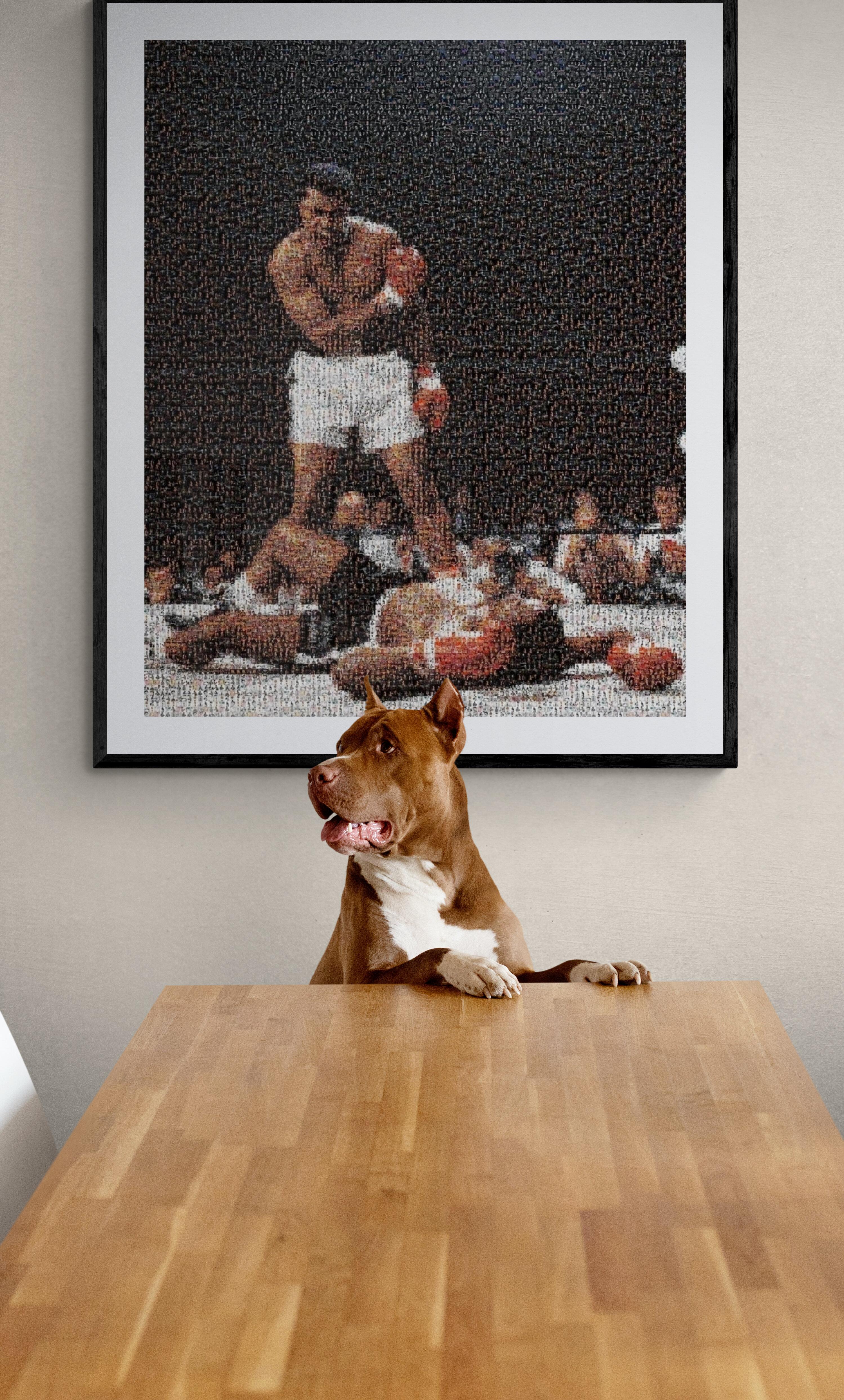 Muhammad Ali-Porträt 28x40  Fotomosaik-Fotografie, Pop-Art, unsigniert (Schwarz), Still-Life Print, von Destro