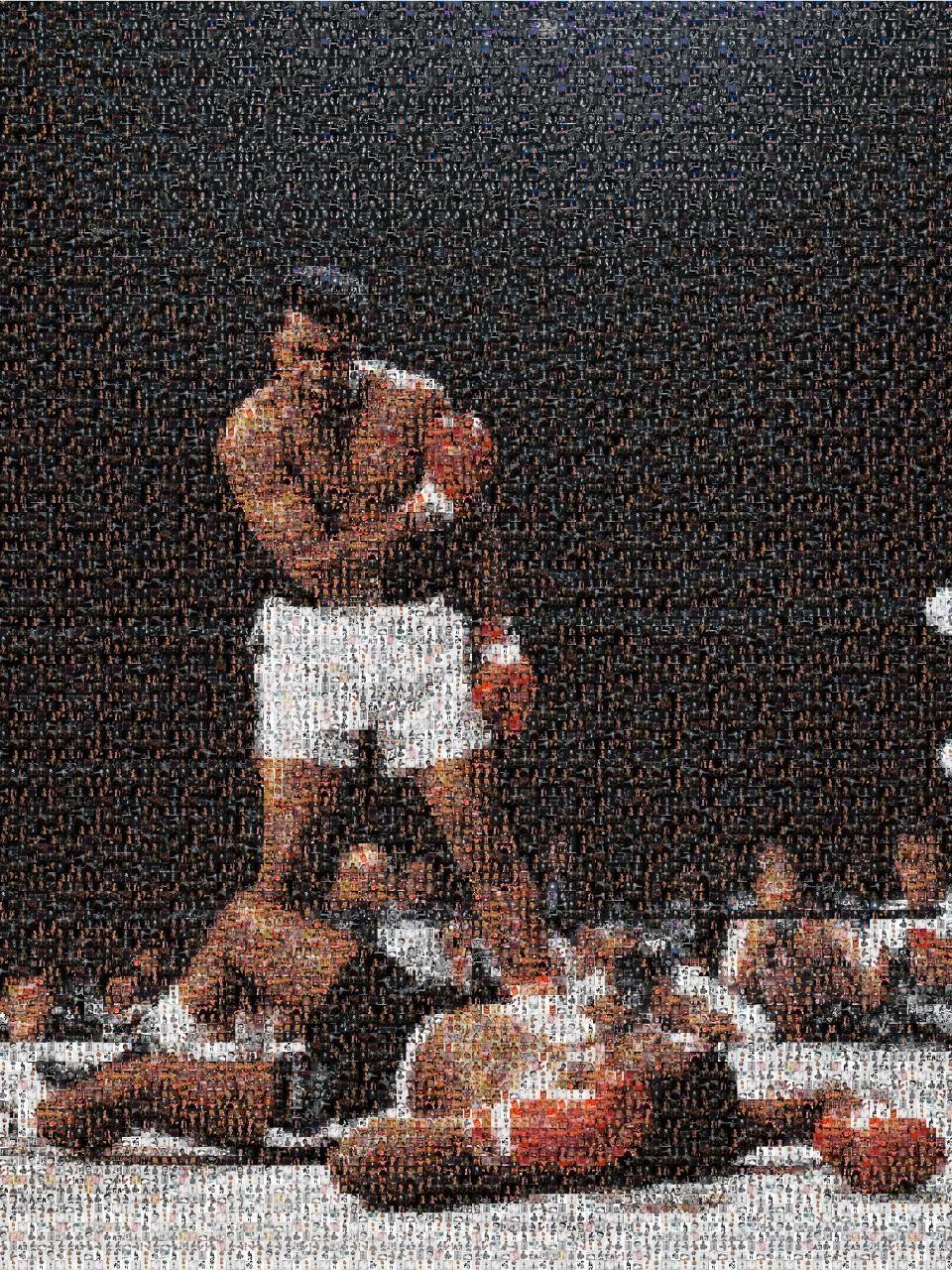 Destro Still-Life Print – Muhammad Ali-Porträt 28x40  Fotomosaik-Fotografie, Pop-Art, unsigniert