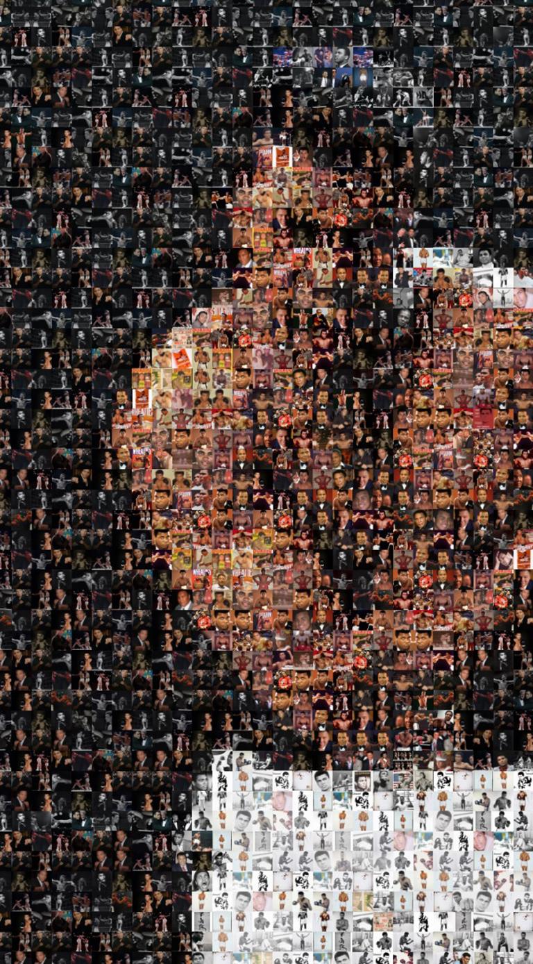 Muhammad Ali-Porträt 36x48 von Ali  Fotomosaik-Fotografie Pop-Art  Vorzeichenlos – Print von Destro