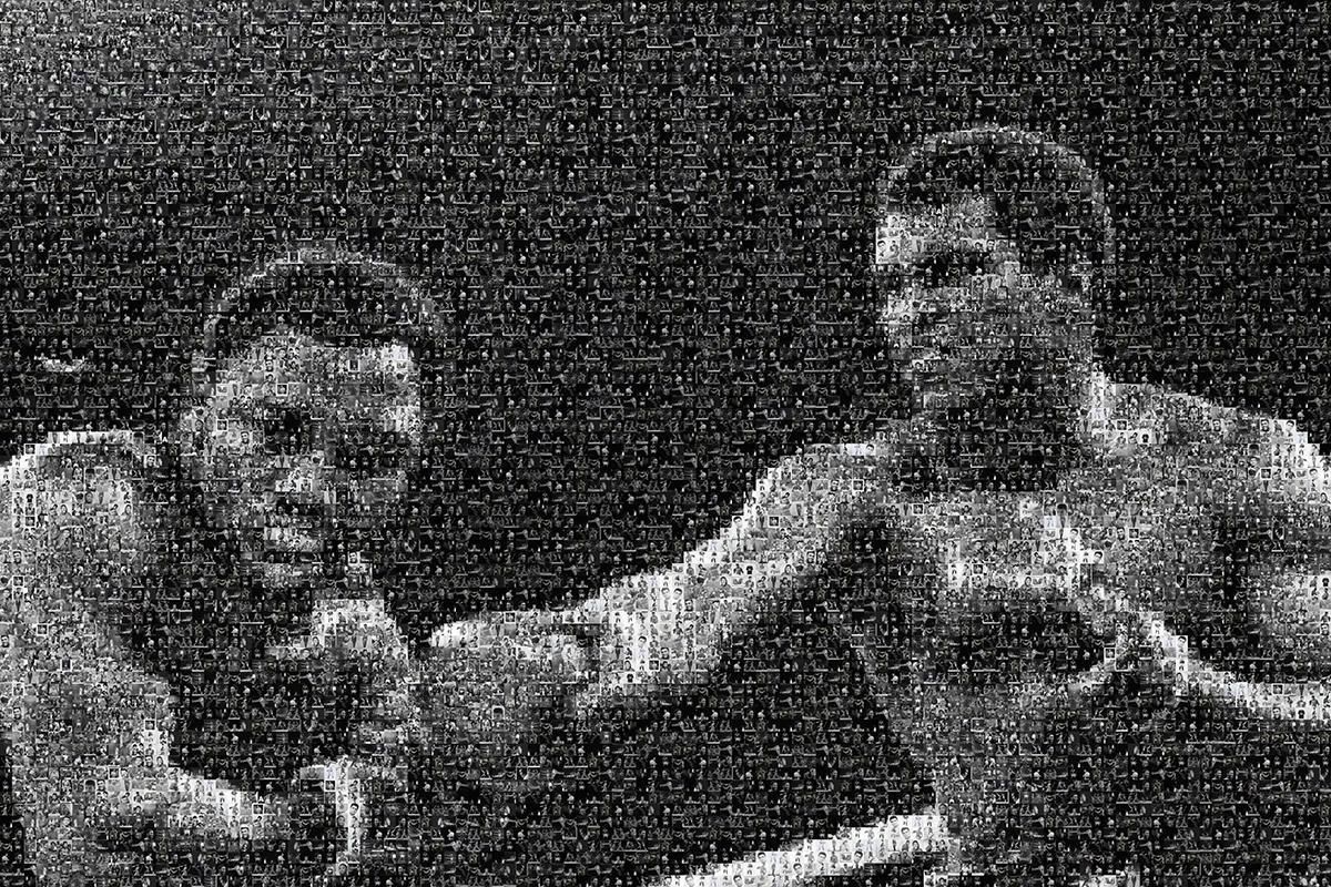 "Ali vs Frazier" Muhammad Ali Portrait 40x60  Photomosaic Pop Art Signed