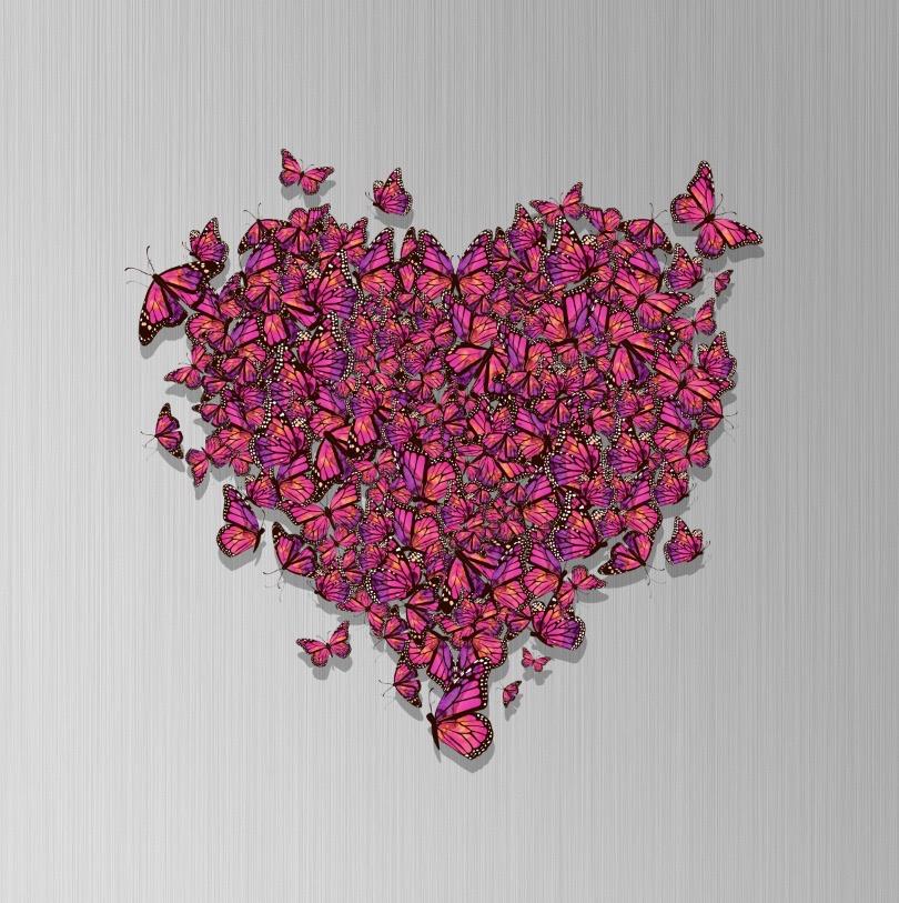 "BUTTERFLY HEART" 36x24 Pop Art Archival Print Butterflies Unsigned Edition
