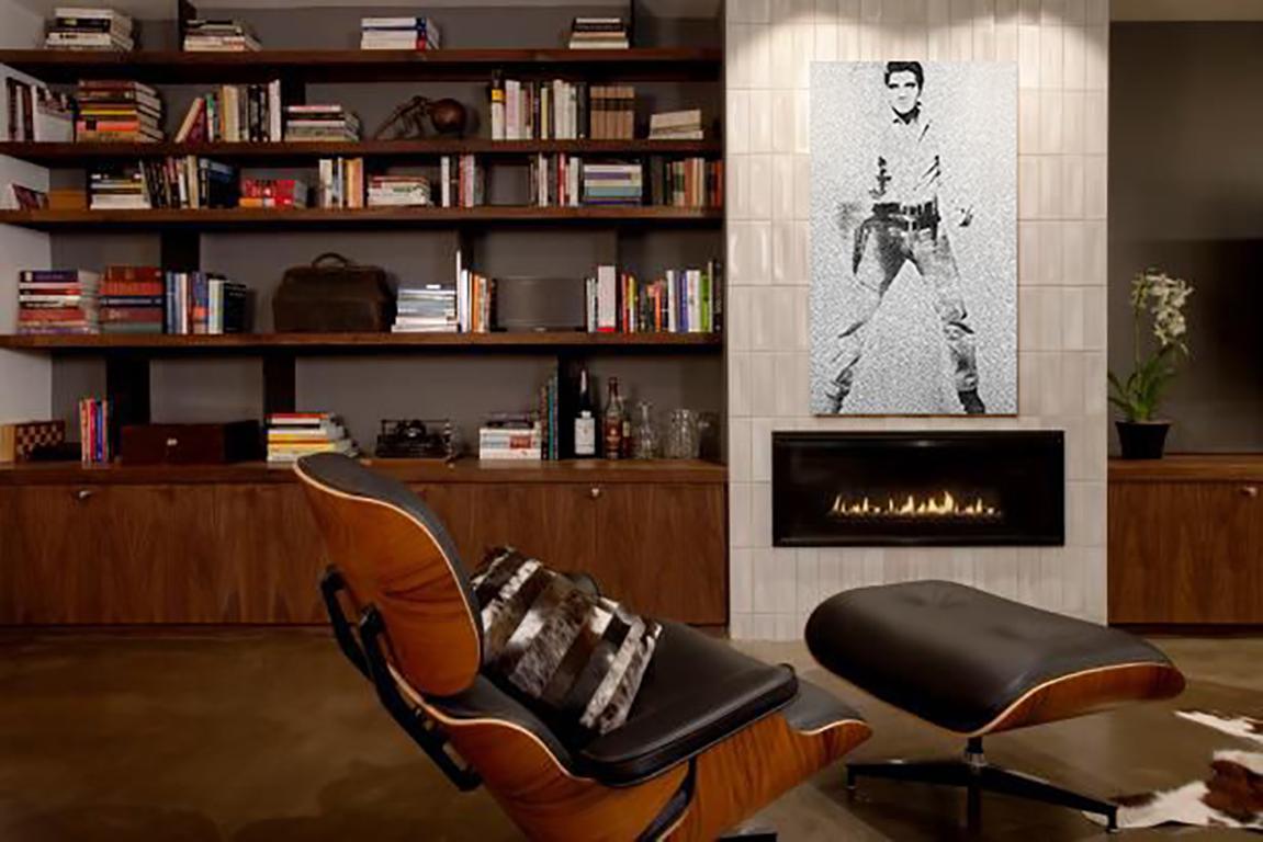Elvis Presley Andy Warhol  Photographie photomosaïque 20x10  Pop Art aluminium - Gris Black and White Photograph par Destro