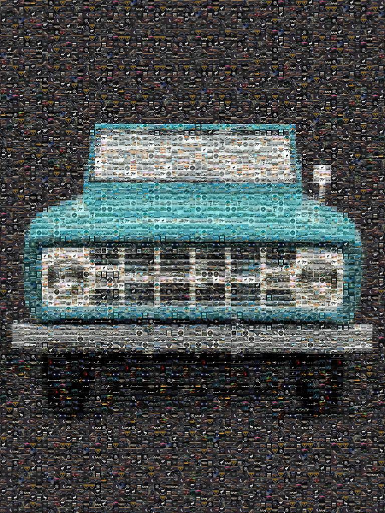 Destro Still-Life Print - Ford Bronco 36x48  Photomosaic Photography Pop Art Aluminum Print Ford Bronco