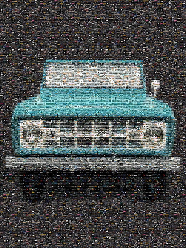 Destro Color Photograph - Ford Bronco 36x48  Photomosaic Photography Pop Art Aluminum Print Ford Bronco