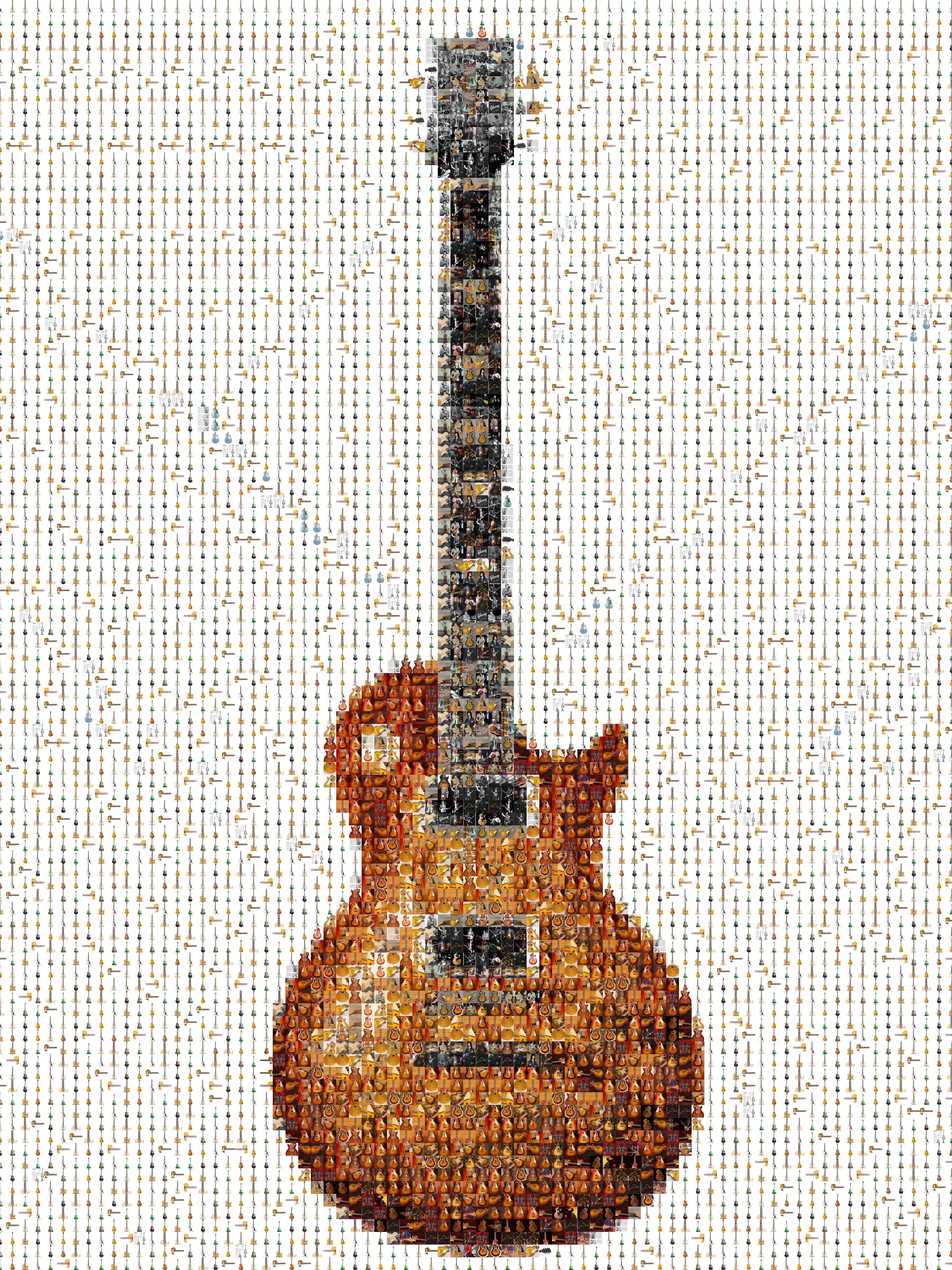 Destro Still-Life Print - Gibson Les Paul 20x30 Photomosaic Photography Aluminum Print Pop Art on Metal 