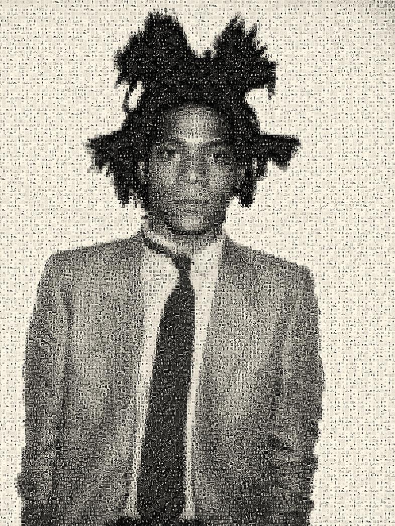 Destro Black and White Photograph - Jean Michel Basquiat ICONS Exhibition Print  PHOTOMOSAIC PHOTOGRAPHY Pop Art