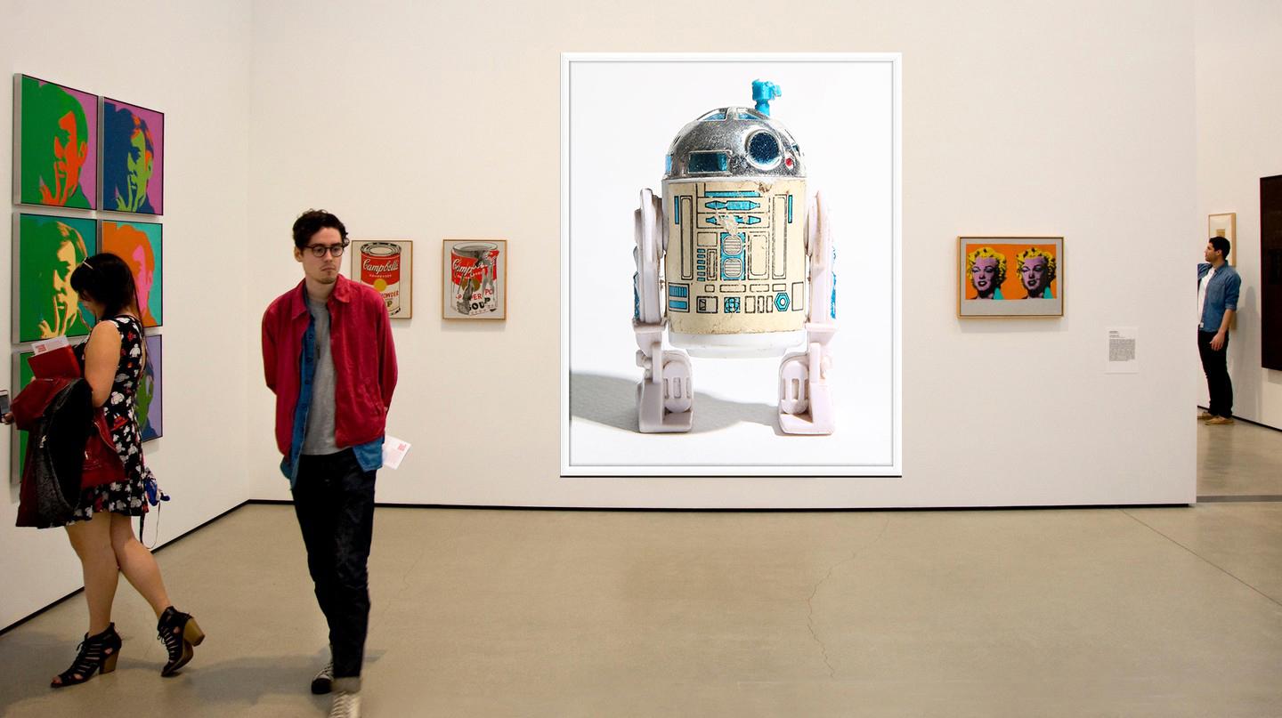 R2D2 50x60 First Release , Star Wars, Photography Pop Art Toys Unsigned Print - Gray Still-Life Photograph by Destro