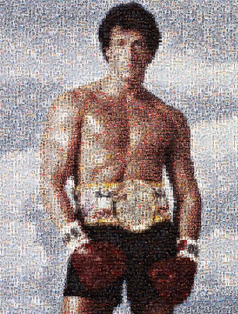 Destro Still-Life Print - ROCKY 36x48 Sylvester Stallone Photomosaic Photography Pop Art Aluminum Print