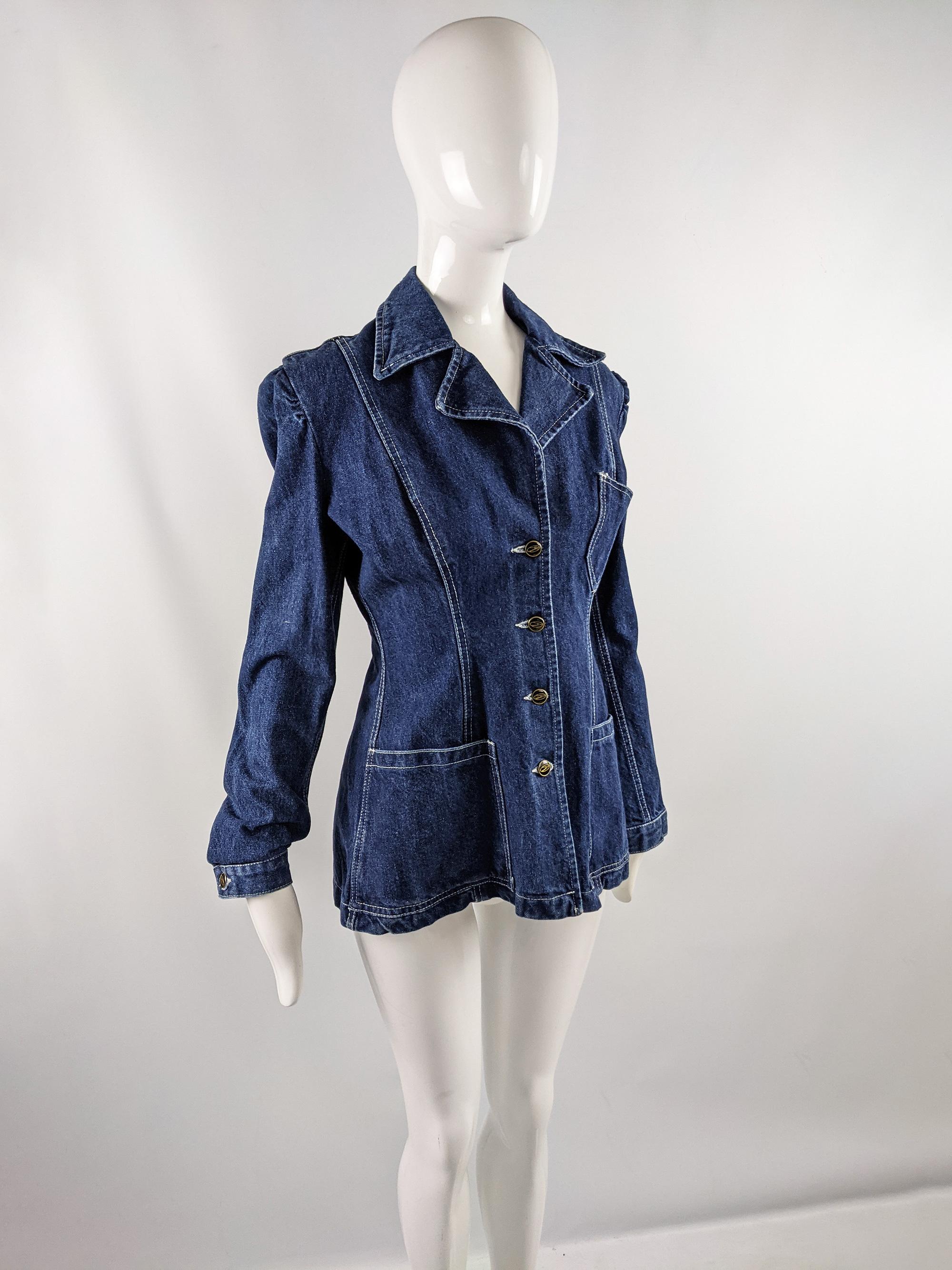 Destroy by John Richmond Vintage Womens Tailored Denim Jacket, 1990s In Excellent Condition For Sale In Doncaster, South Yorkshire